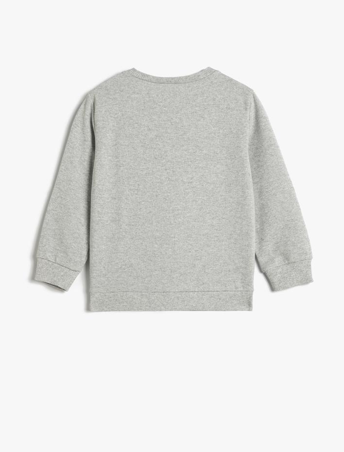 Erkek Çocuk Sweatshirt Şardonlu Bisiklet Yaka Kaplan Baskılı Pamuklu