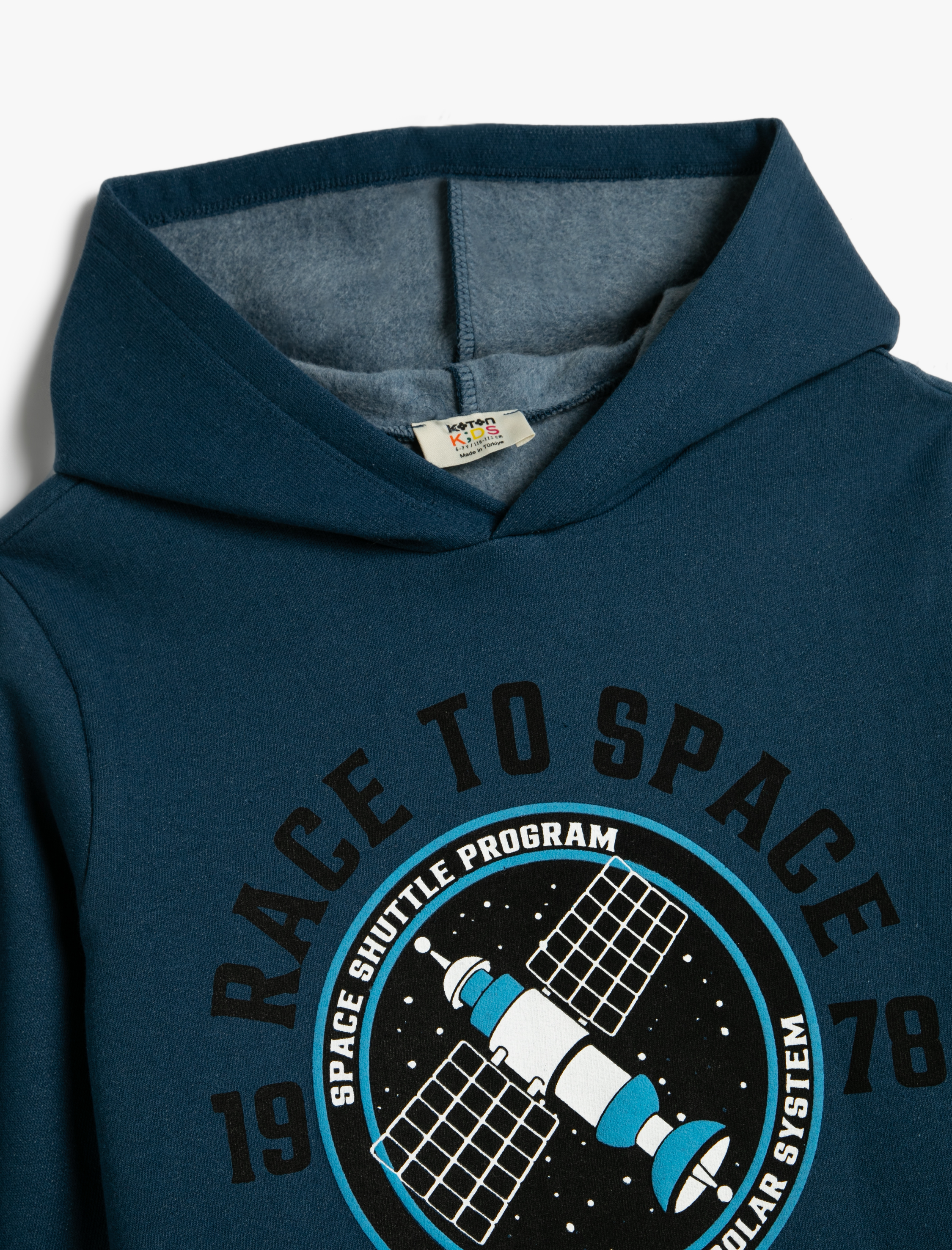  Erkek Çocuk Kapşonlu Sweatshirt Şardonlu Uzay Temalı Baskılı Pamuklu