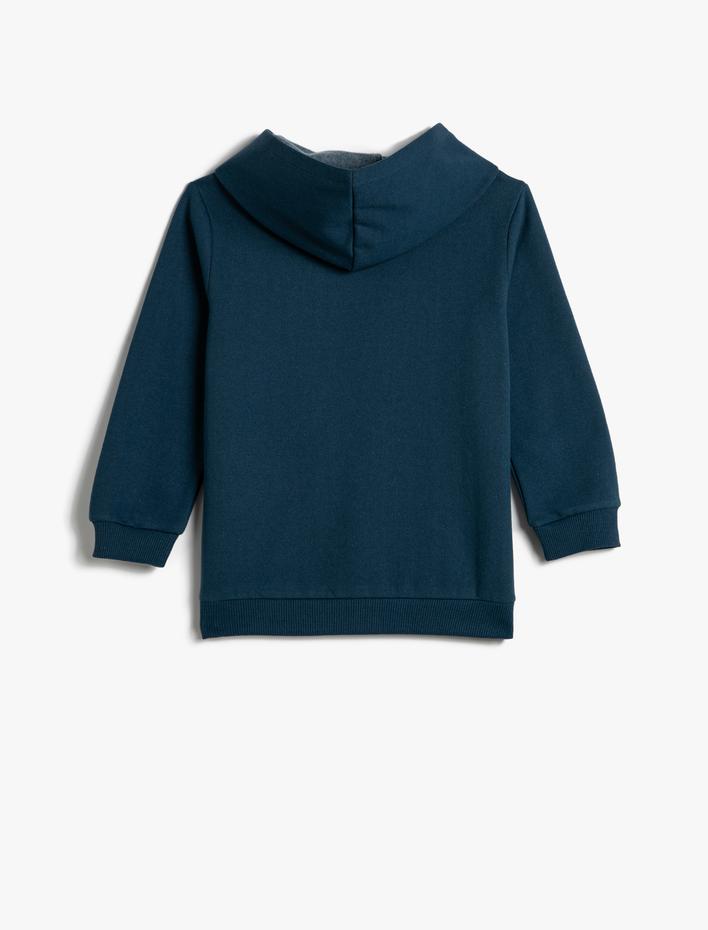 Erkek Çocuk Kapşonlu Sweatshirt Şardonlu Uzay Temalı Baskılı Pamuklu