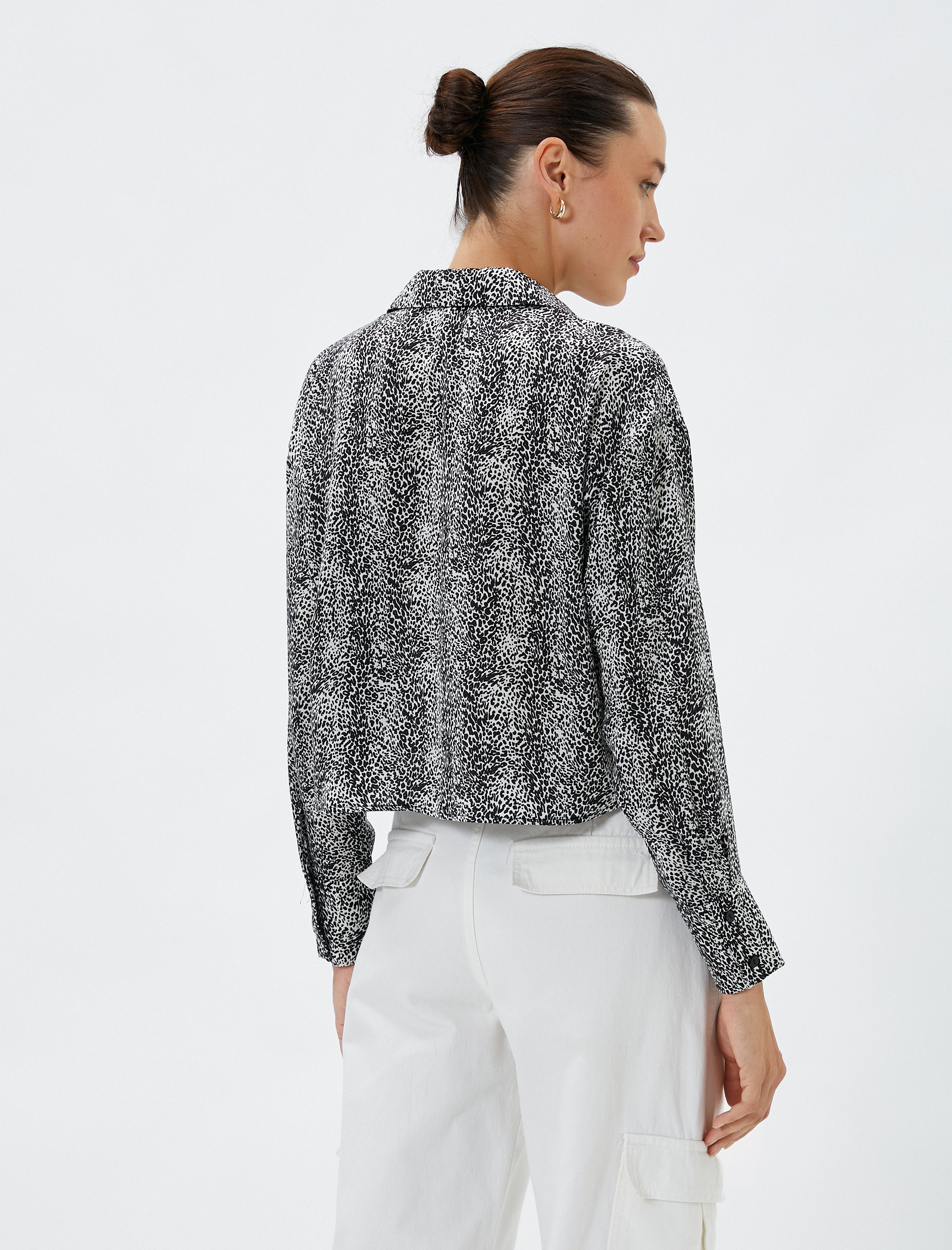   Zebra Desenli Gömlek Uzun Kollu Düğmeli