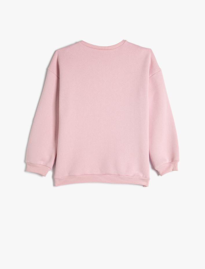 Kız Çocuk Anime Baskılı Sweatshirt Bisiklet Yaka Uzun Kollu Pamuklu Şardonlu