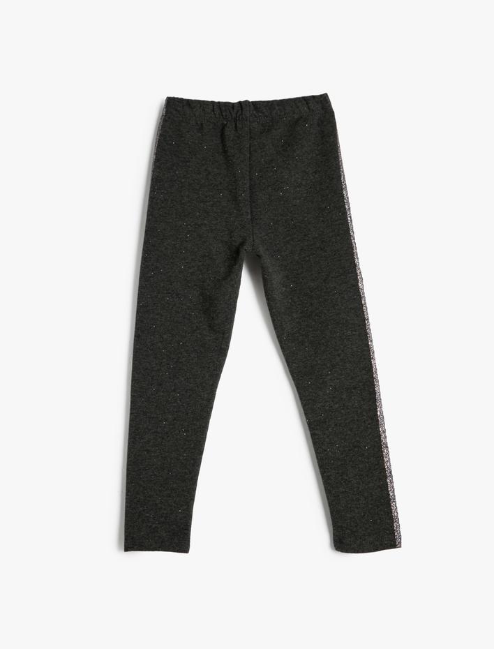 Kız Çocuk Tayt Beli Lastikli Yandan Bantlı Sim Detaylı