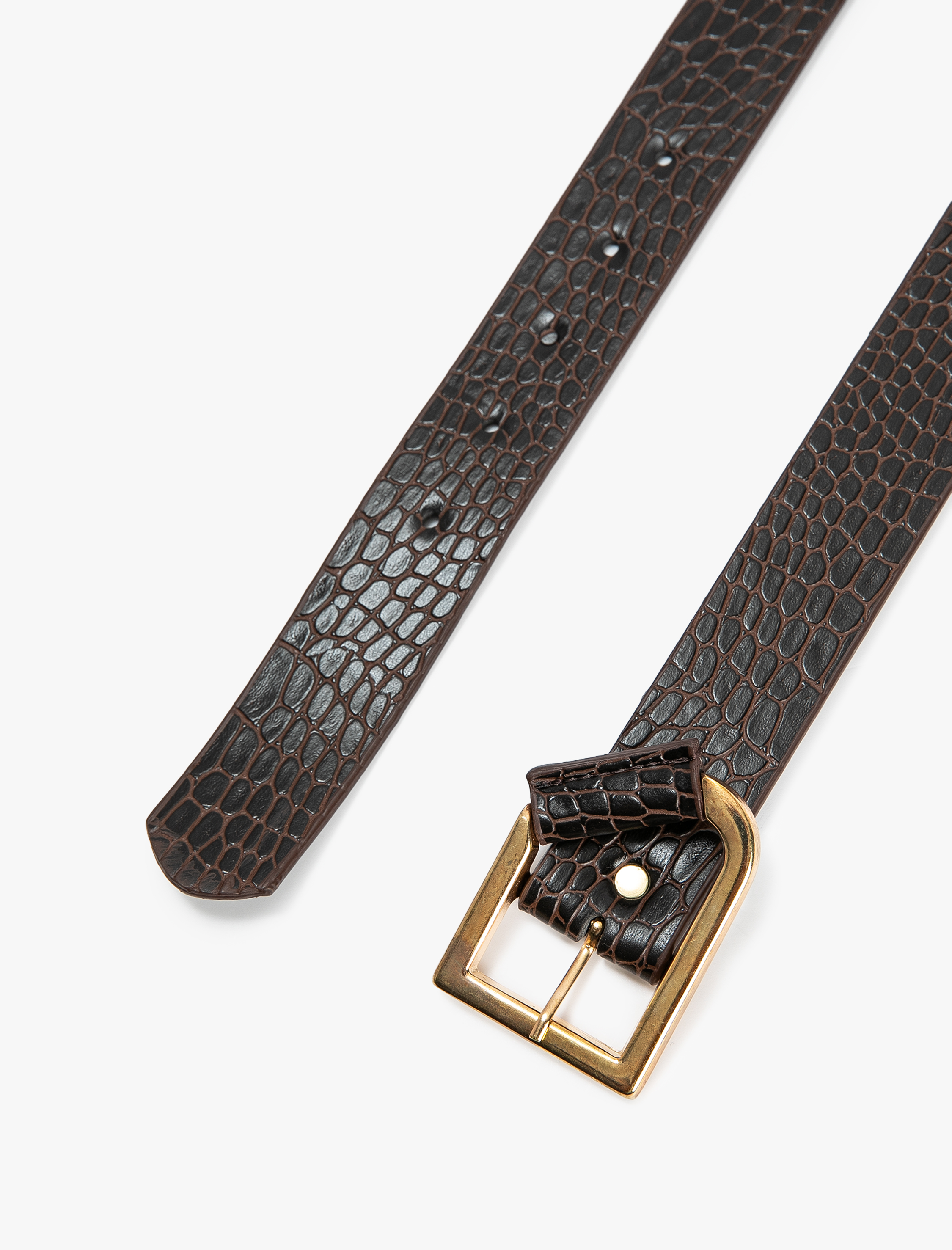  Kadın Kemer Kroko Suni Deri Metal Tokalı