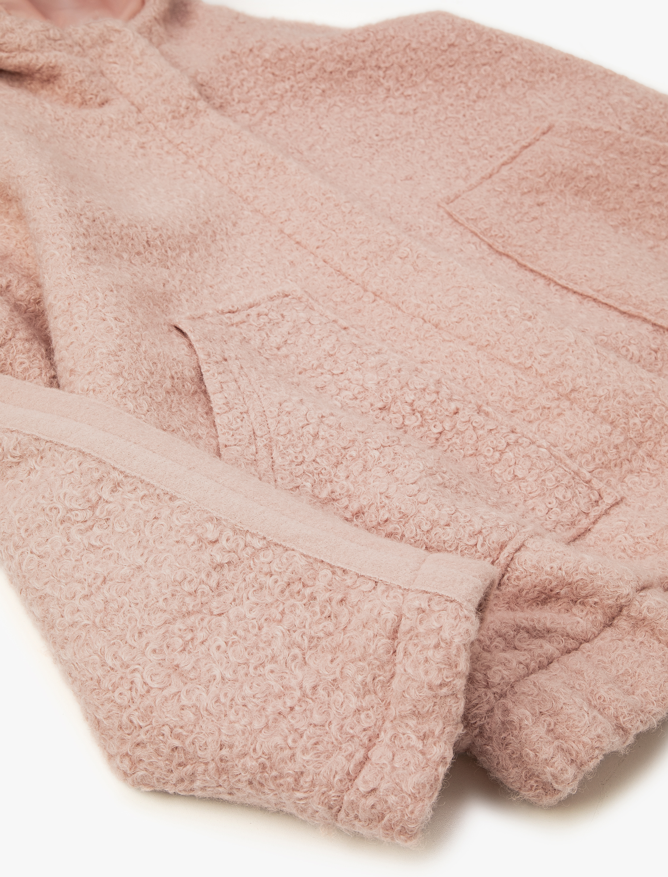   Peluş Bomber Ceket Oversize Kapüşonlu Cepli