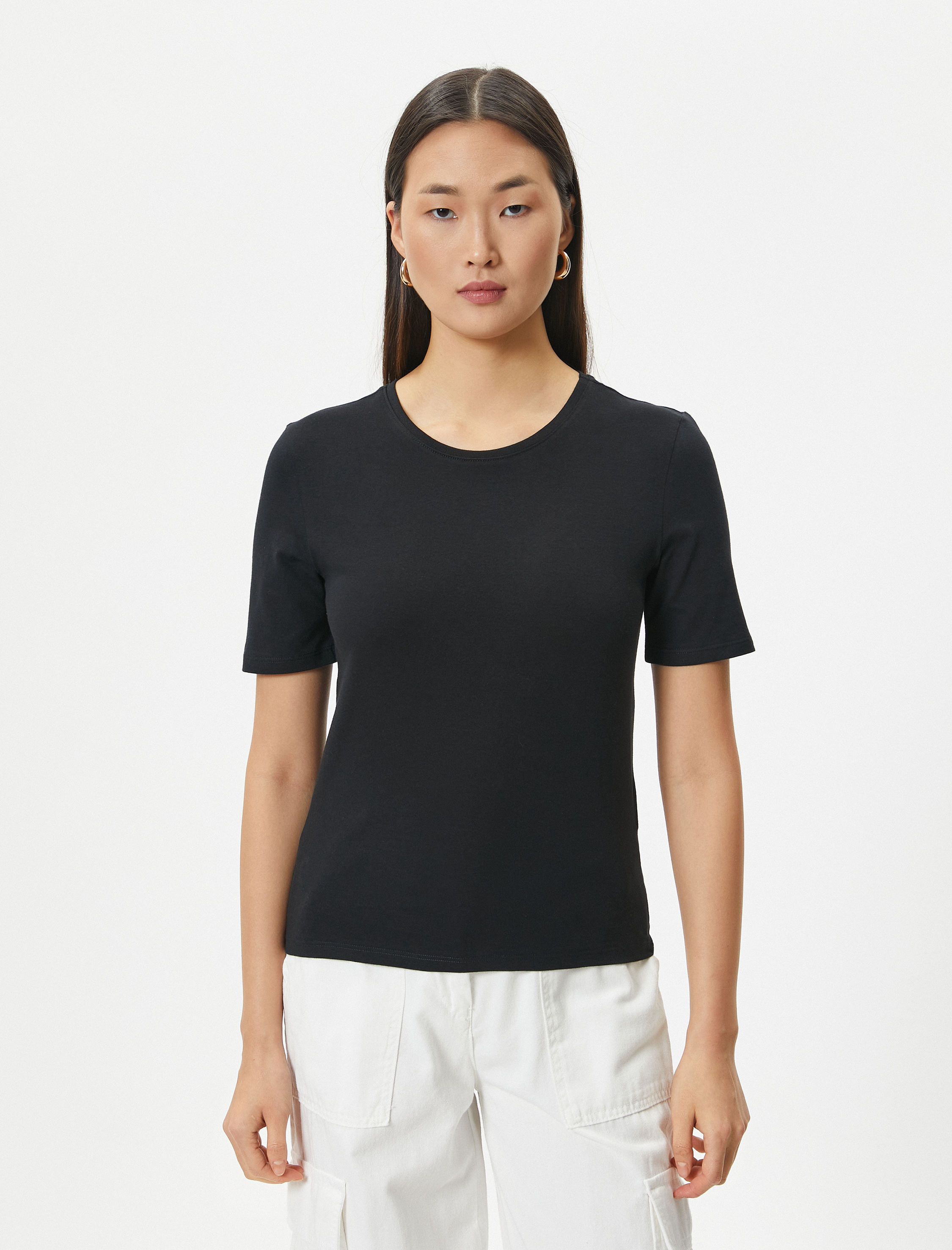   Basic Tişört Kısa Kollu Bisiklet Yaka Pamuklu