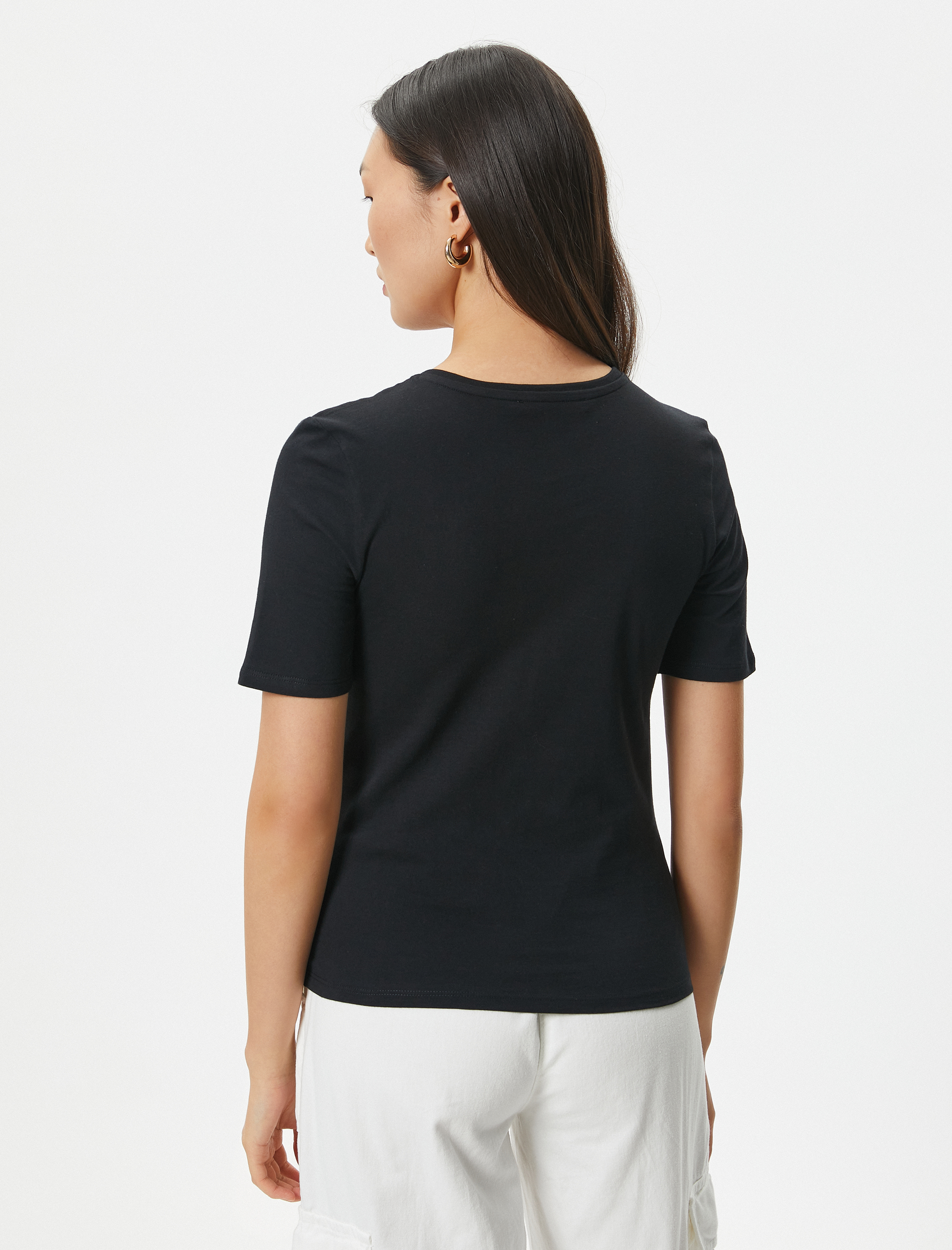   Basic Tişört Kısa Kollu Bisiklet Yaka Pamuklu