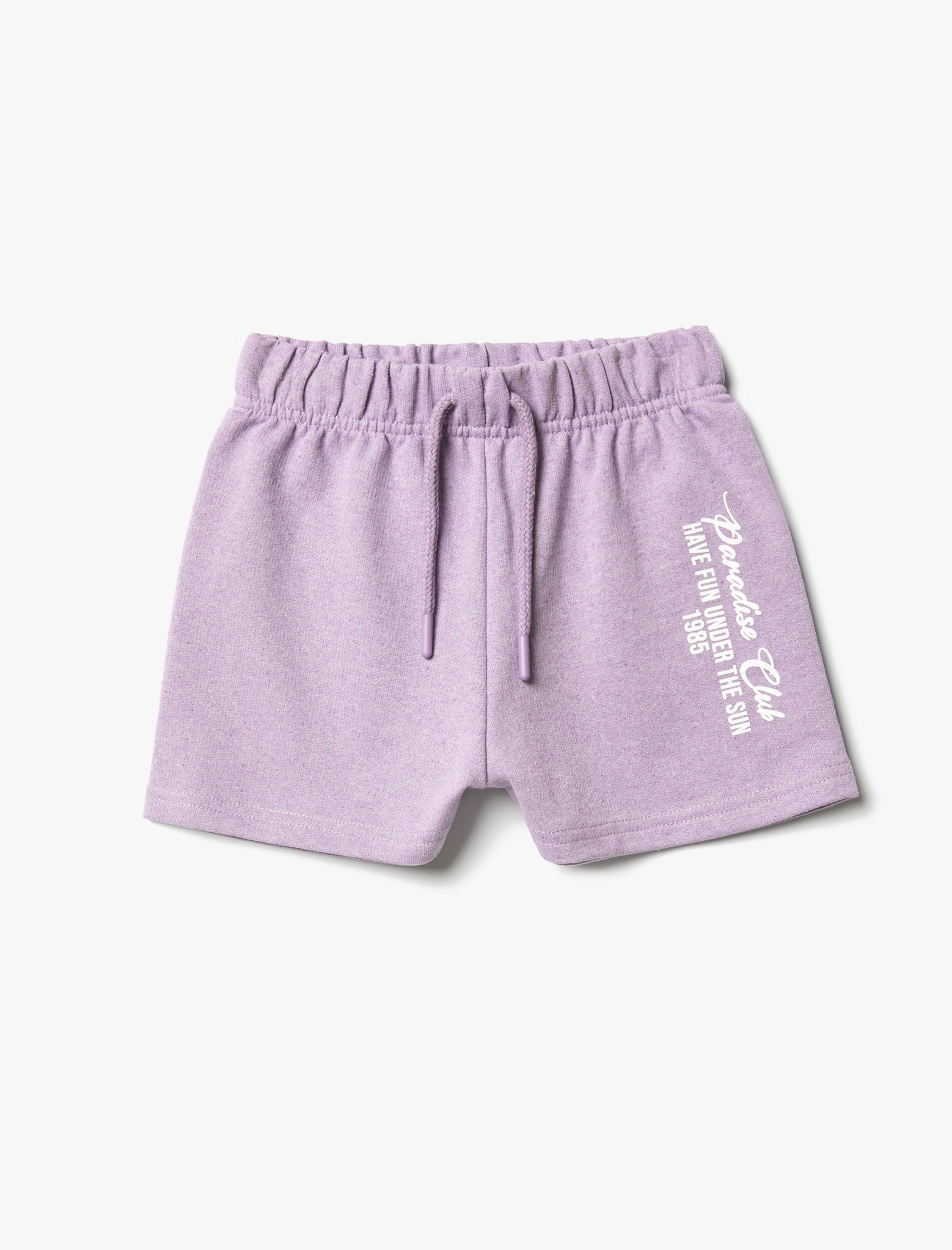  Kız Çocuk Şort Beli Lastikli Slogan Baskı Detaylı