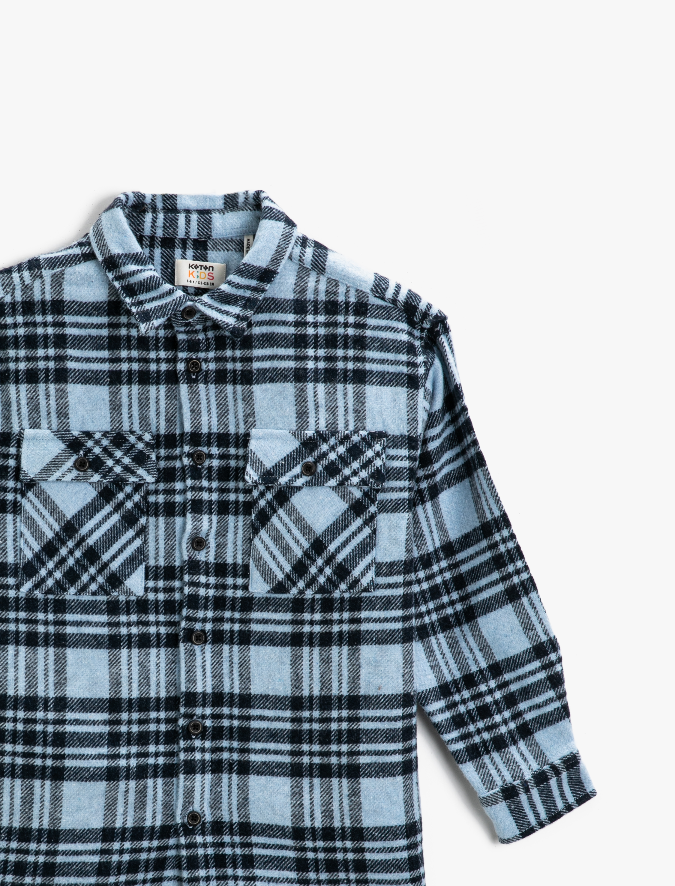  Erkek Çocuk Ekose Oduncu Gömlek Uzun Kollu Çift Cepli