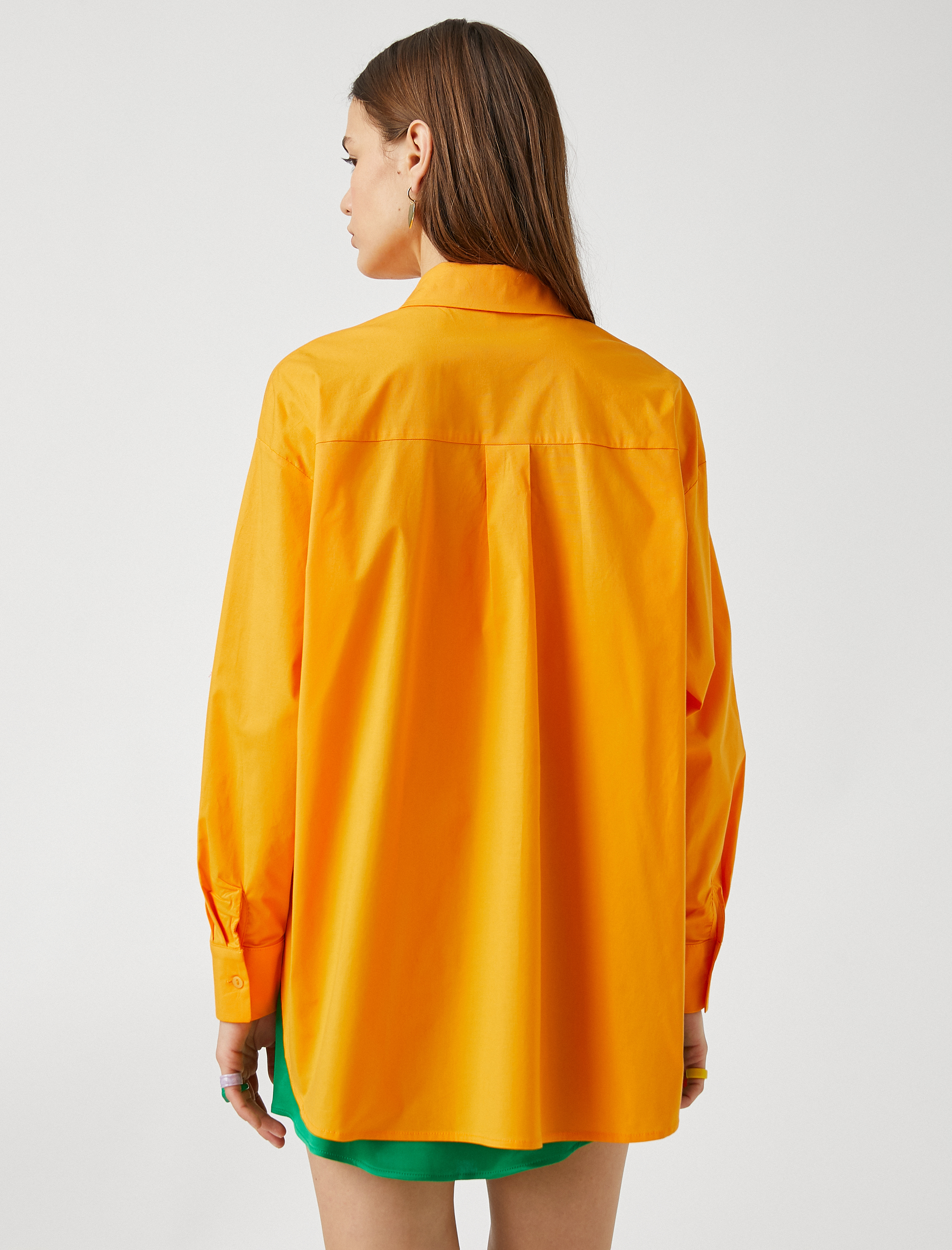   Uzun Kollu Poplin Oversize Gömlek