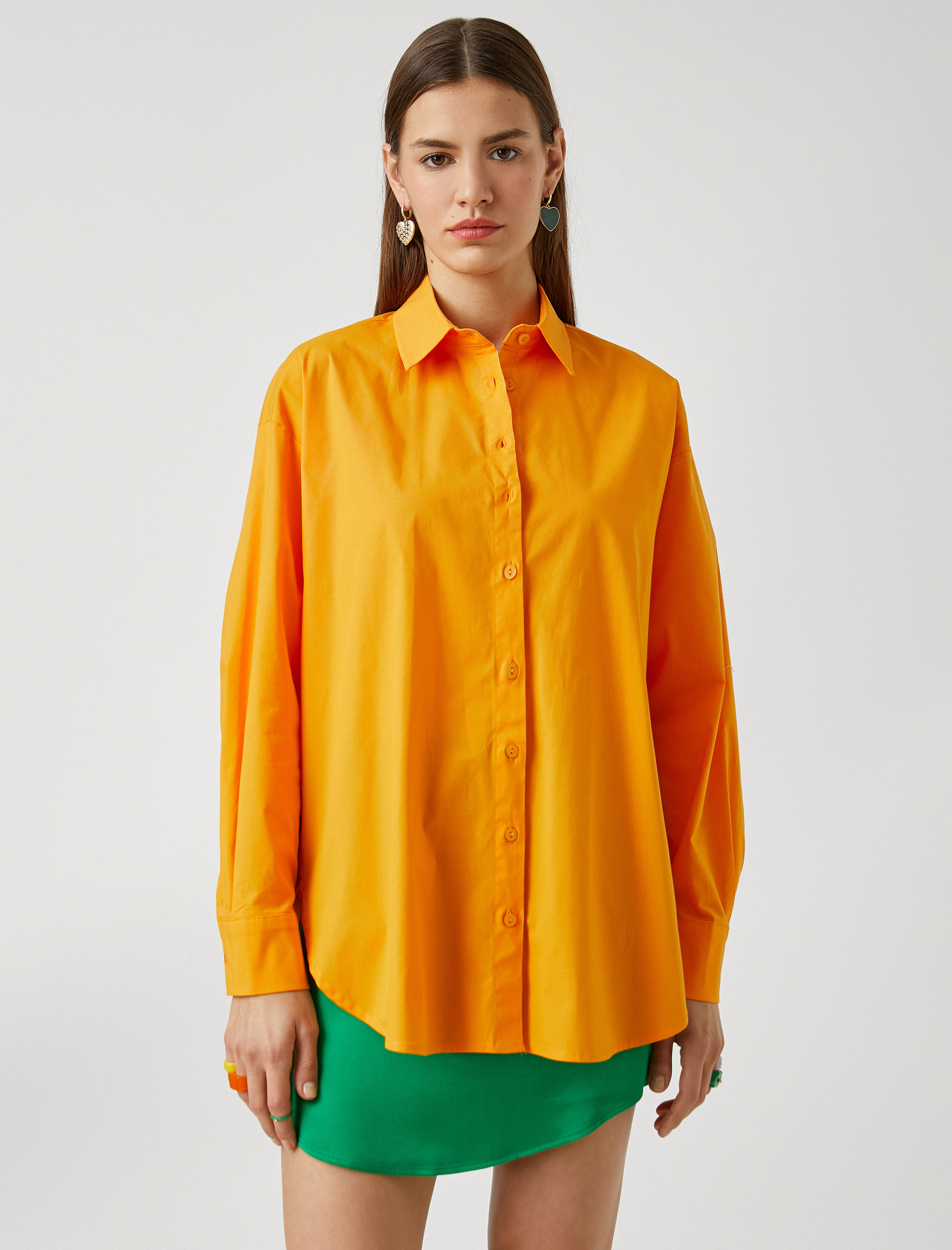   Uzun Kollu Poplin Oversize Gömlek