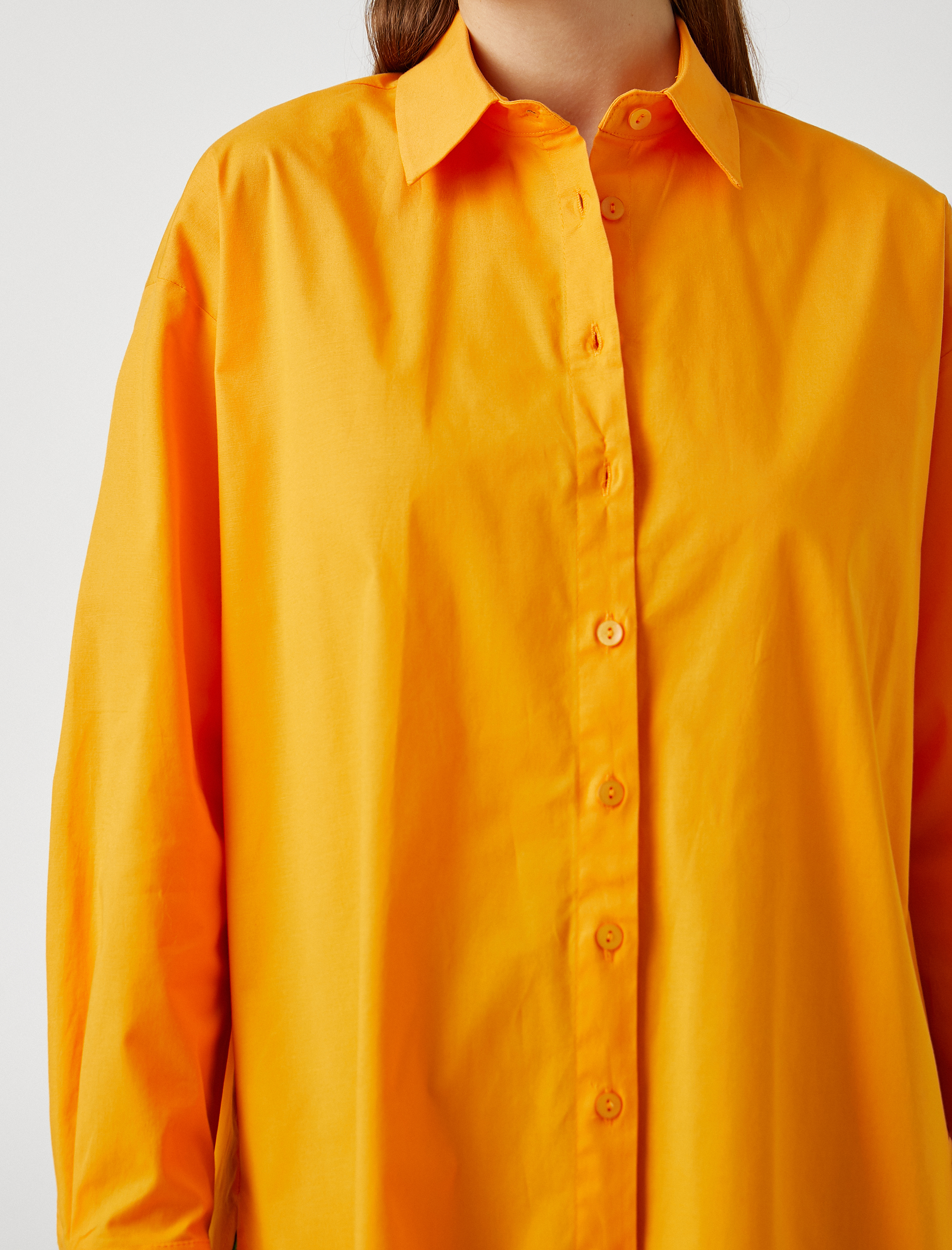   Uzun Kollu Poplin Oversize Gömlek