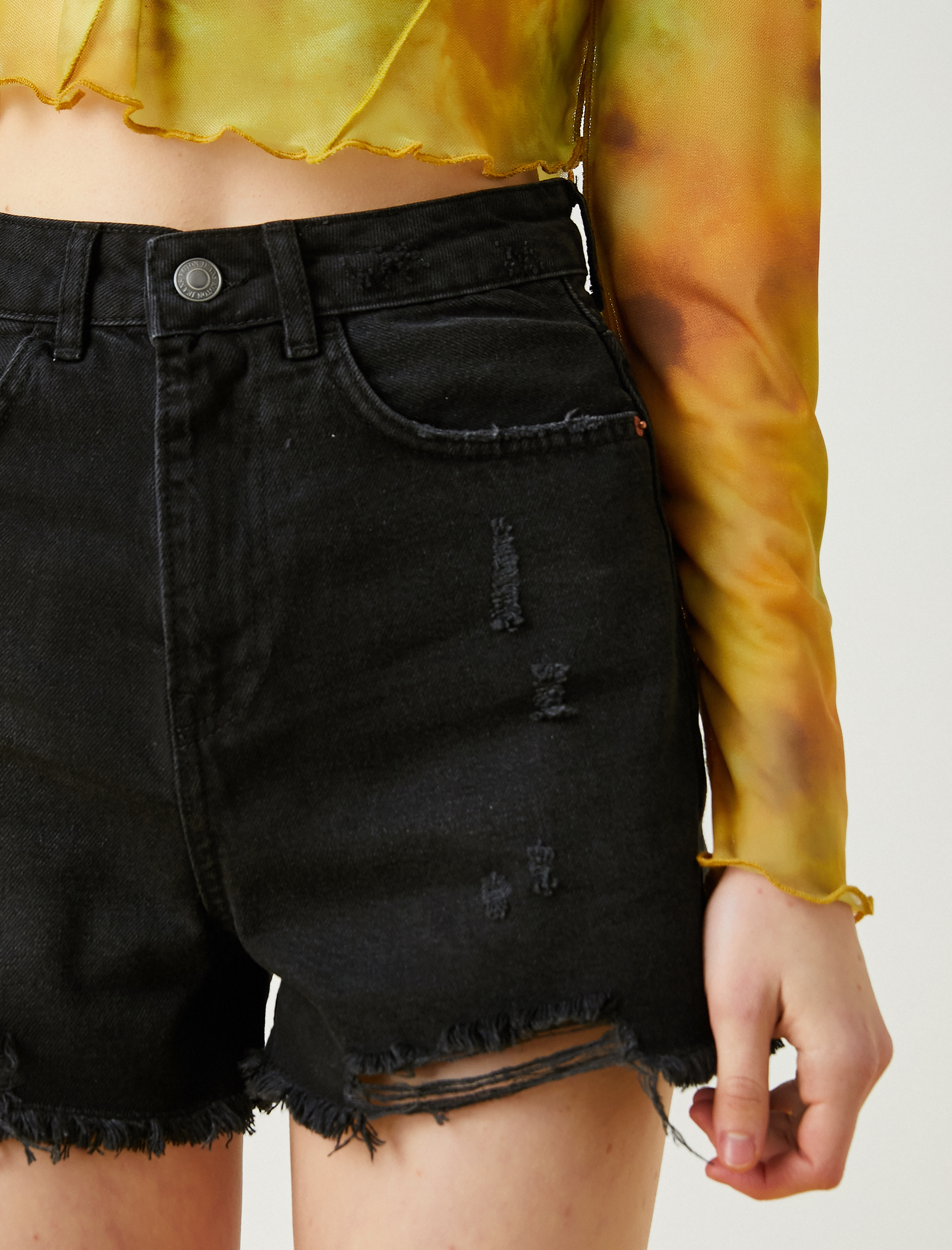   Yüksek Bel Kot Şort