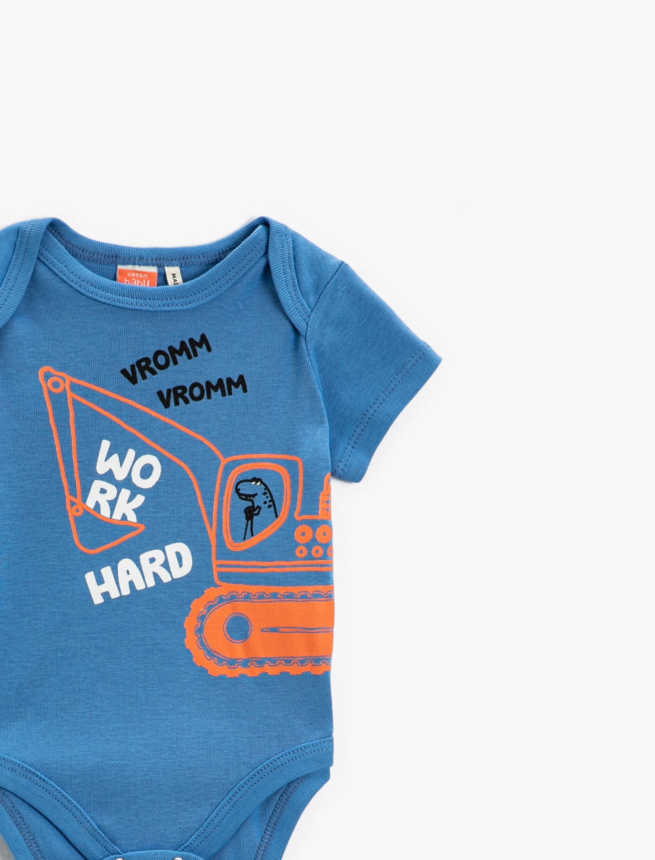  Erkek Bebek Baskılı Kısa Kollu Çıtçıtlı Body Pamuklu