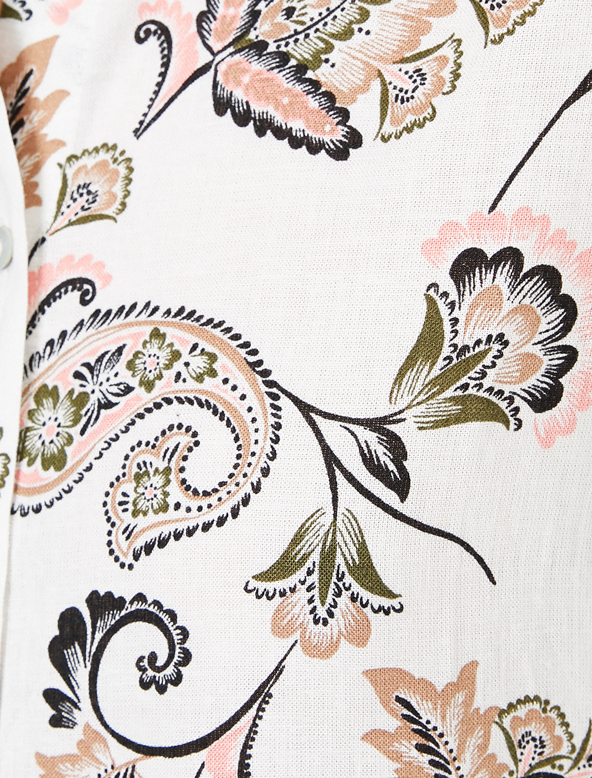   Desenli Kolsuz Gömlek Keten Karışımlı