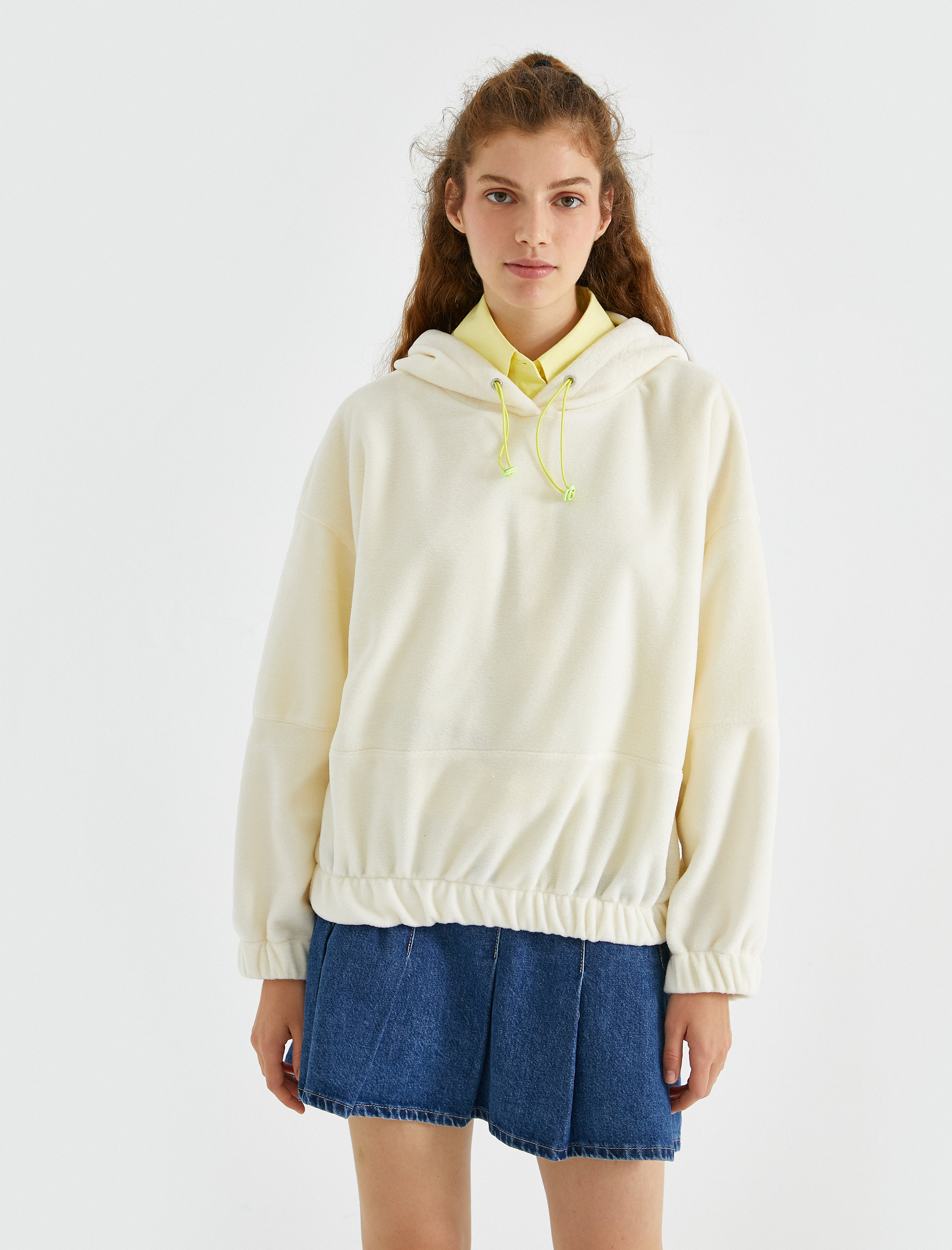   Kapüşonlu Kolları Lastikli Sweatshirt