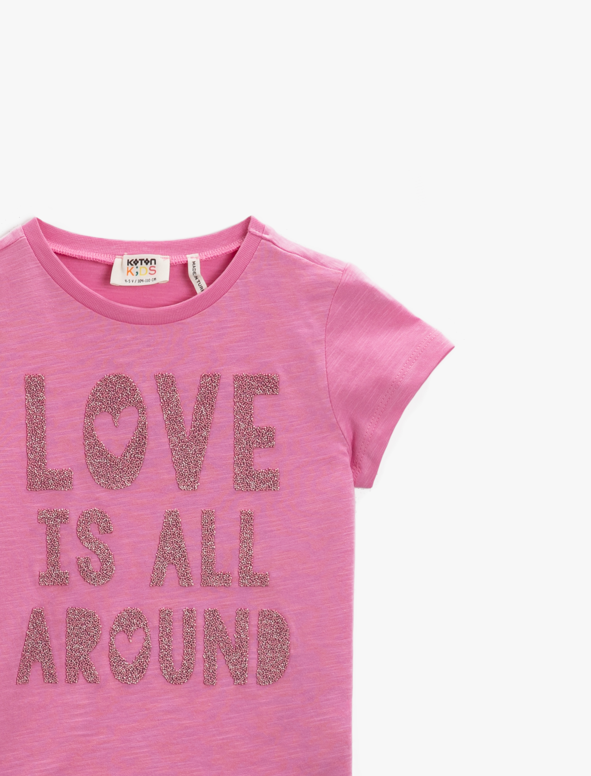  Kız Çocuk Kısa Kollu Tişört Yazılı Baskılı Pamuklu