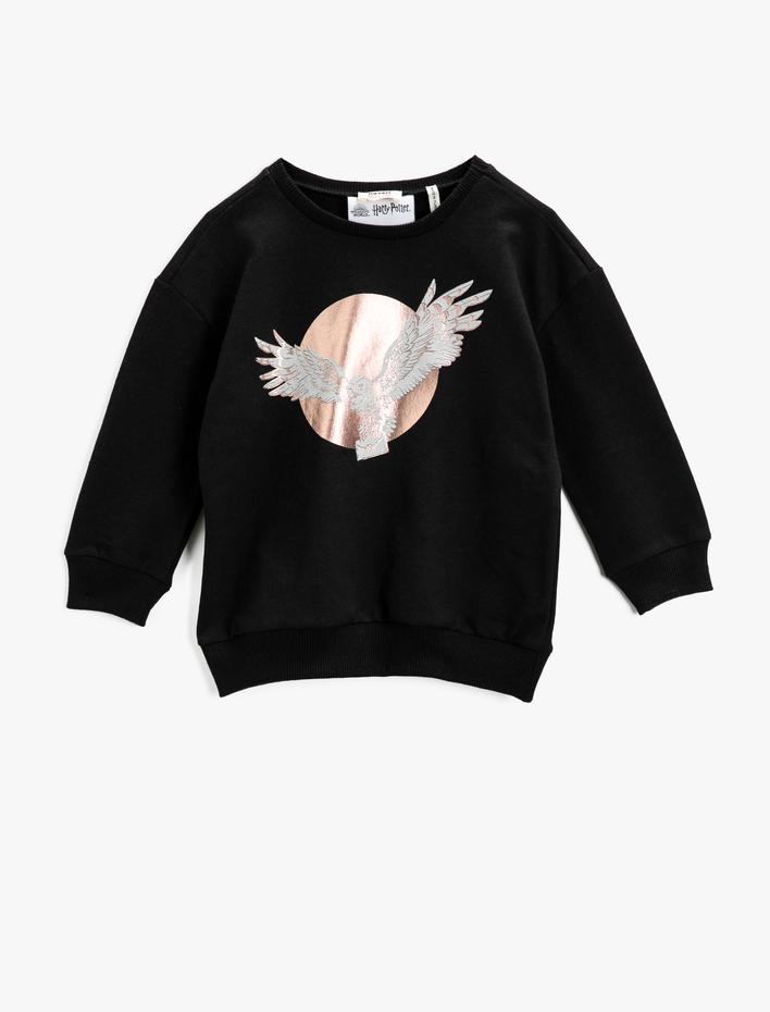Kız Çocuk Harry Potter Lisanslı Baskılı Sweatshirt Bisiklet Yaka