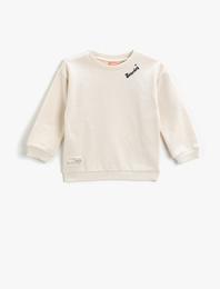 Saturday Baskılı Sweatshirt Bisiklet Yaka Pamuklu