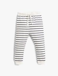 Çizgili Belden Bağlamalı Eşofman Altı Pamuklu