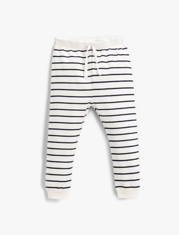 Erkek Bebek Çizgili Belden Bağlamalı Eşofman Altı Pamuklu