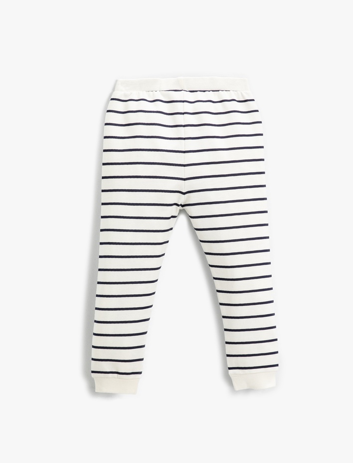 Erkek Bebek Çizgili Belden Bağlamalı Eşofman Altı Pamuklu