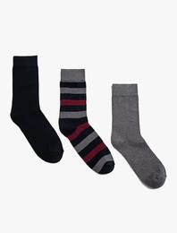 3'lü Soket Çorap Desenli