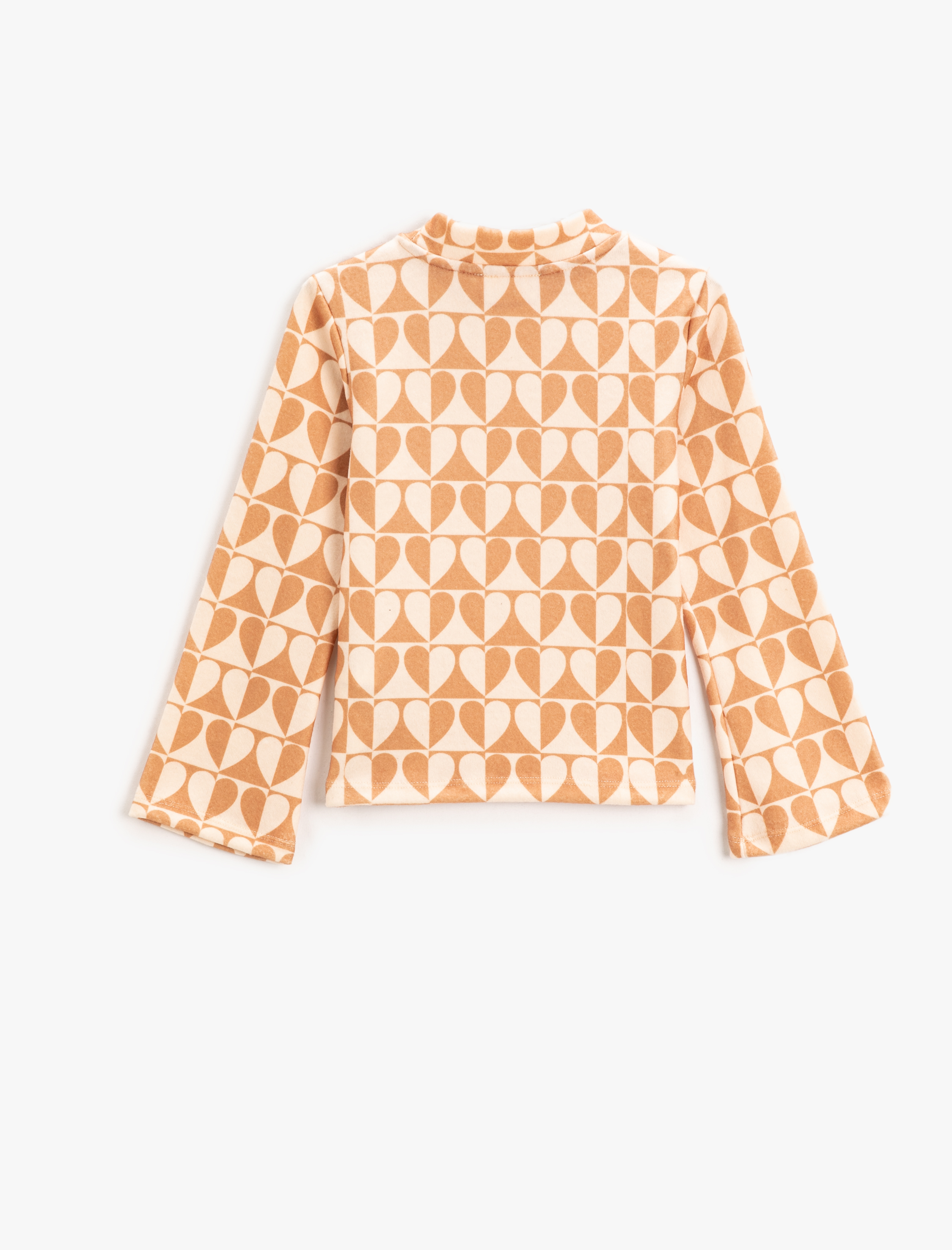  Kız Çocuk Dik Yaka Geniş Uzun Kollu Tişört