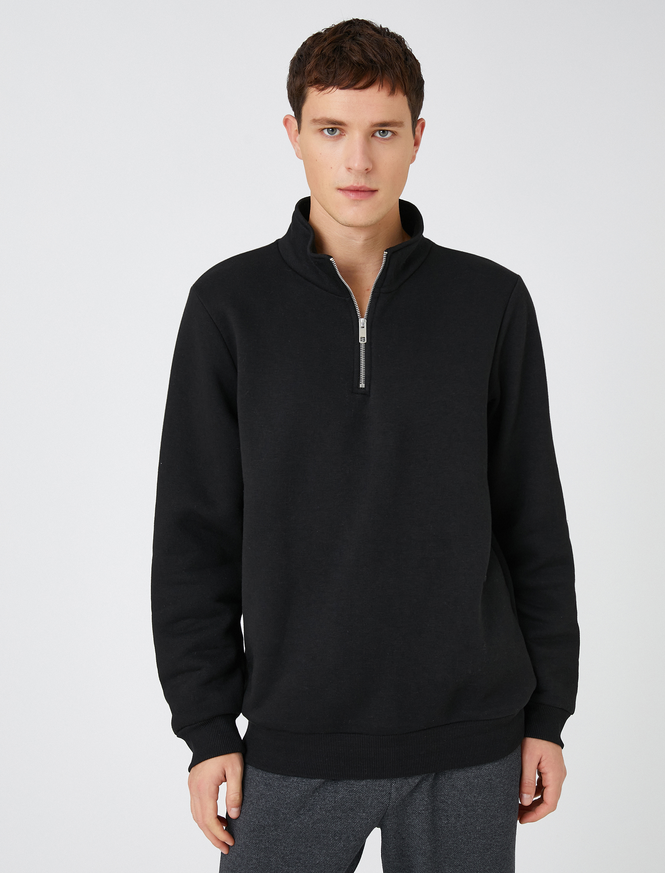   Fermuarlı Sweatshirt Dik Yaka