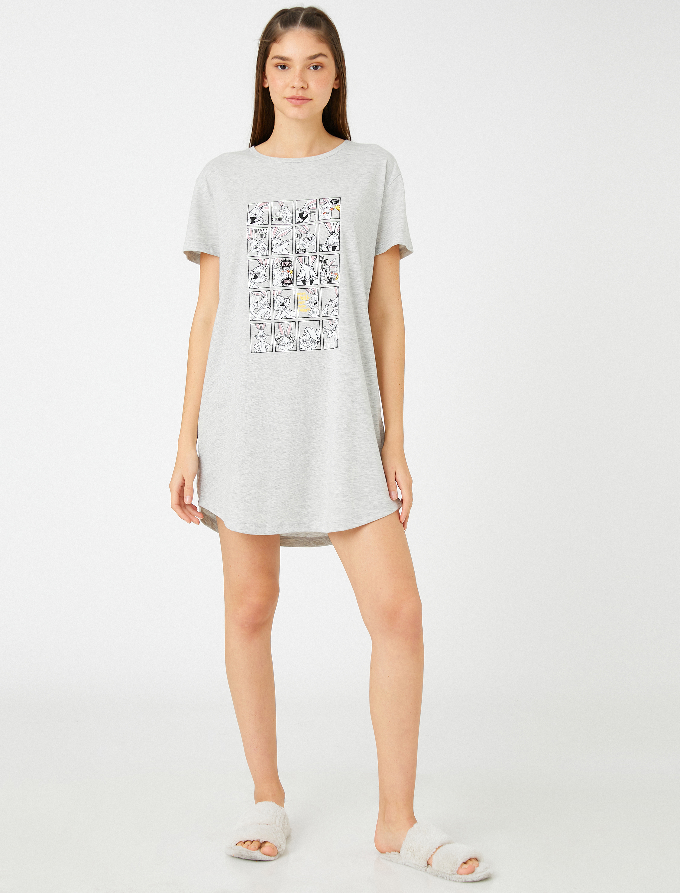   Bugs Bunny Baskılı Gecelik Kısa Kollu Lisanslı