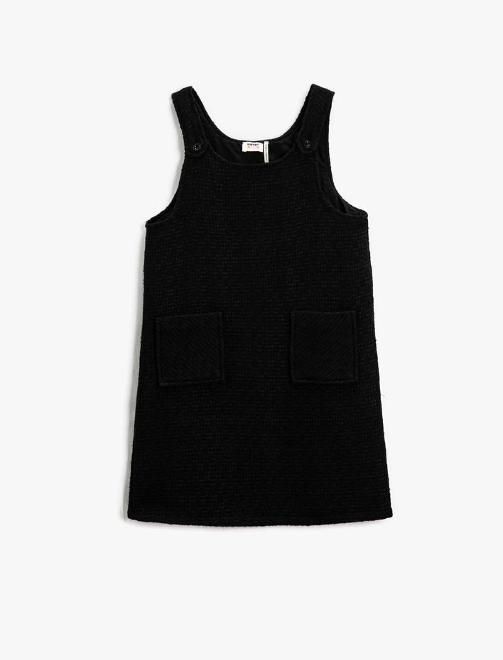 Kız Çocuk Tüvit Salopet Elbise Cep Detaylı Pamuklu