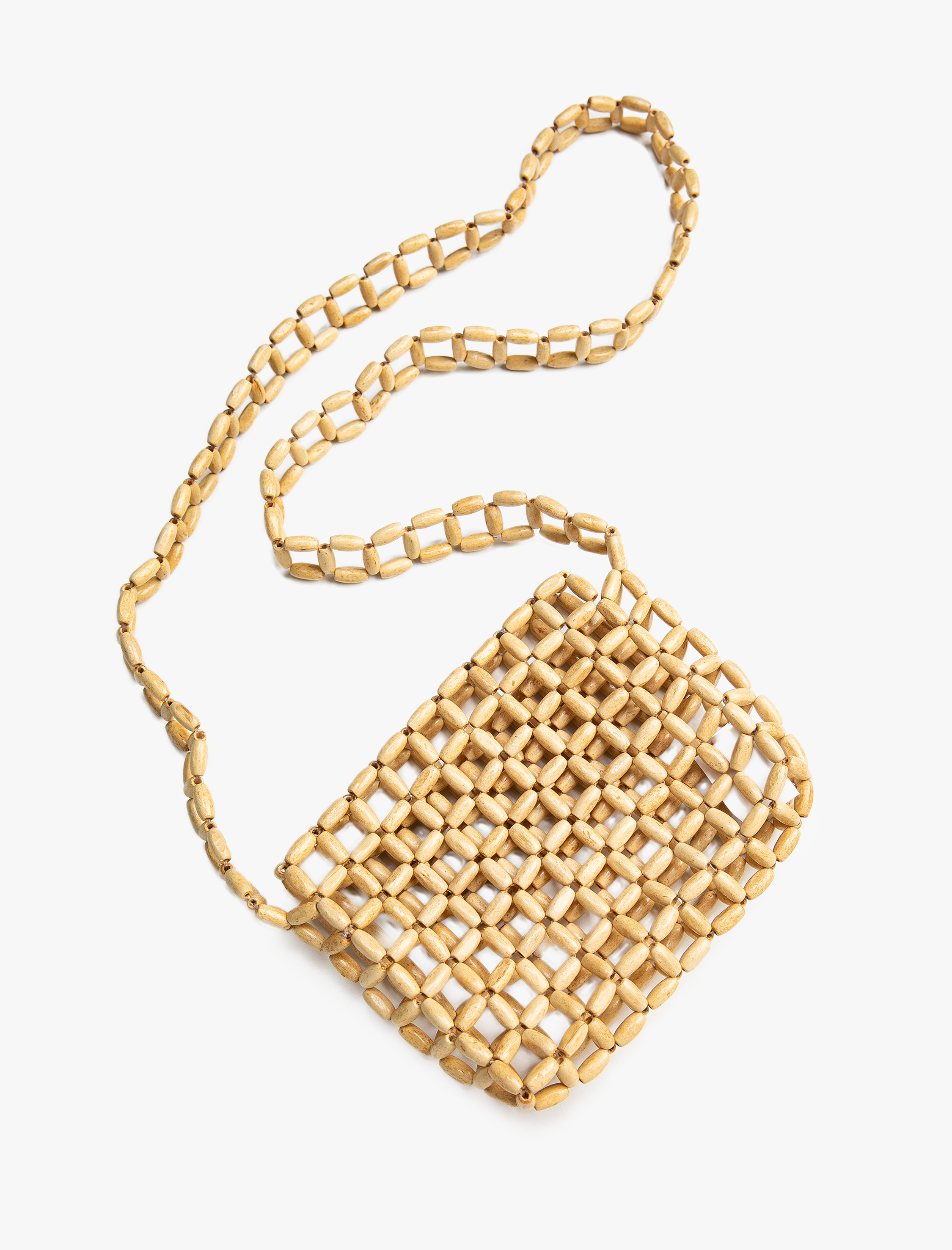  Kadın Çapraz Çanta Ahşap Boncuk Detaylı