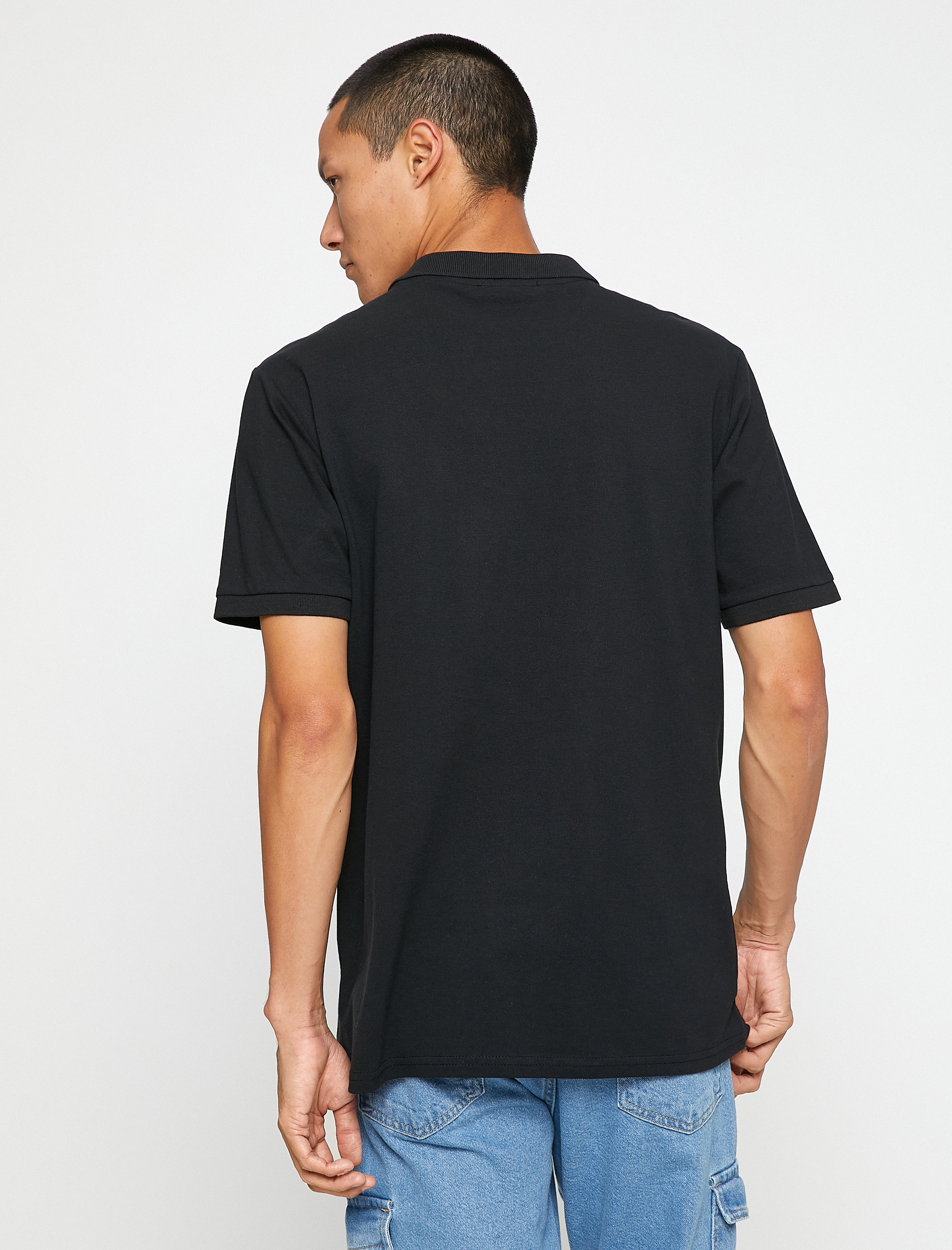   Basic Tişört Polo Yaka Düğmeli Dar Kesim