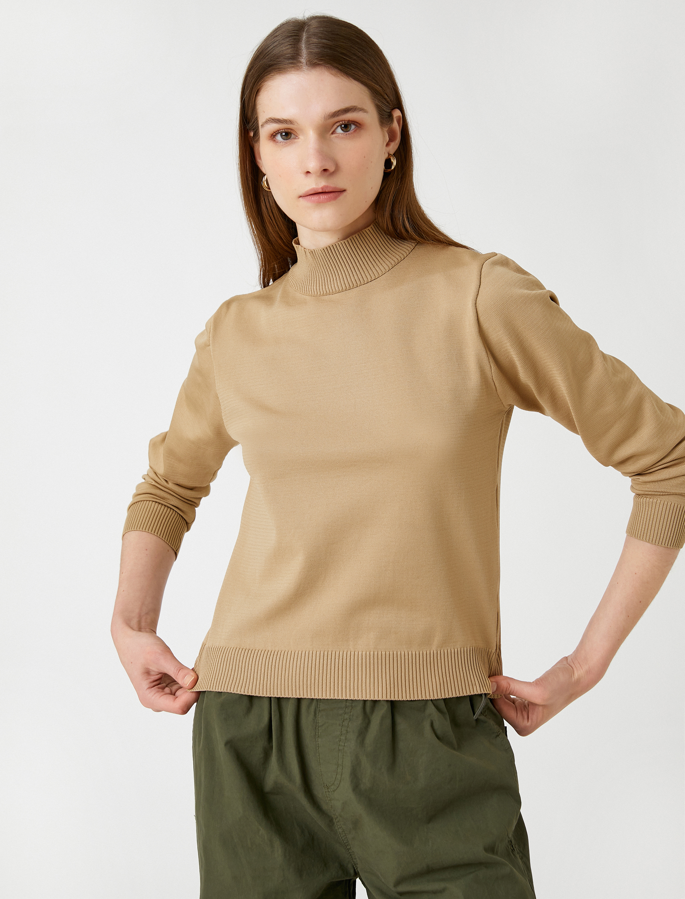   Yarım Balıkçı Yaka Kazak Uzun Kollu