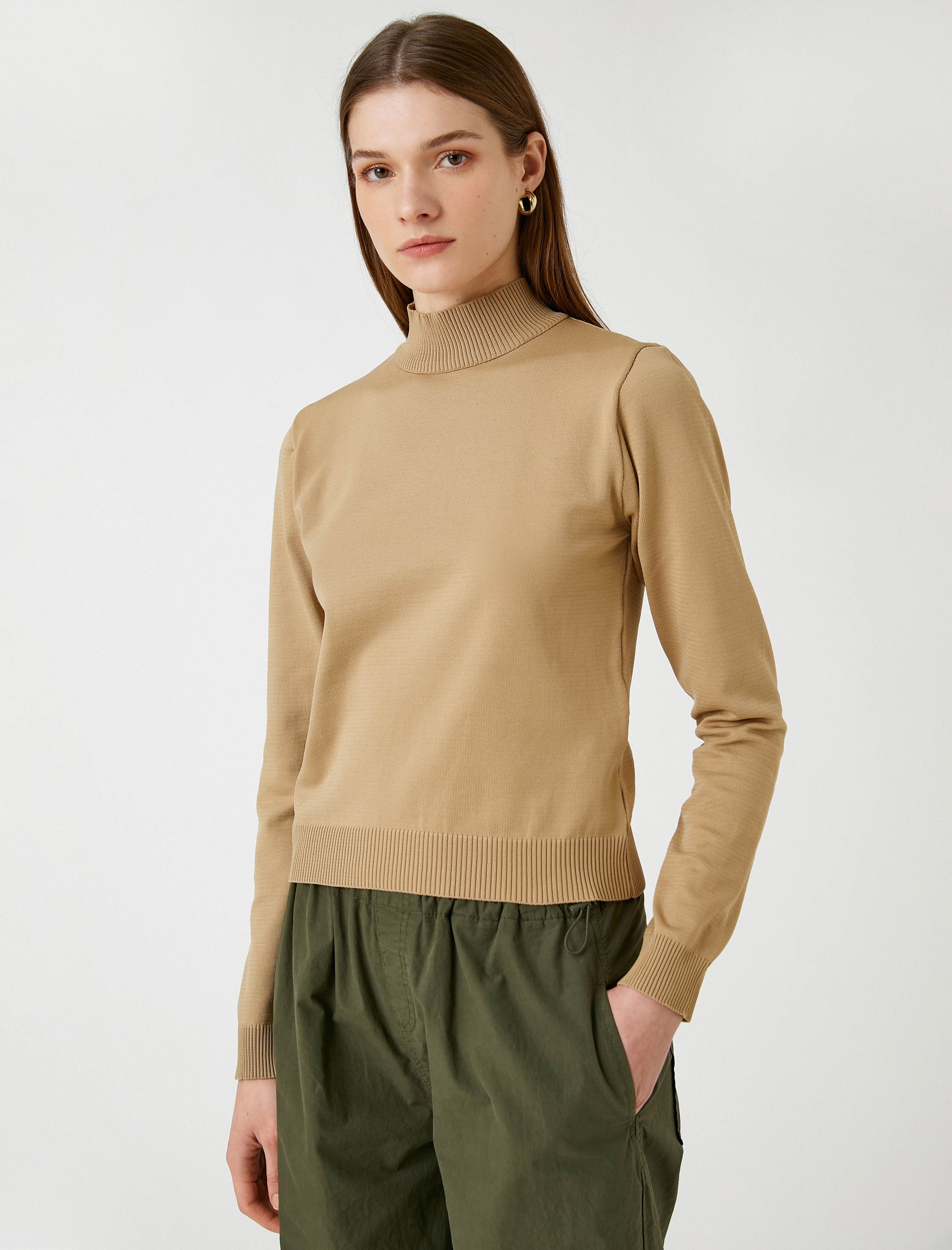   Yarım Balıkçı Yaka Kazak Uzun Kollu