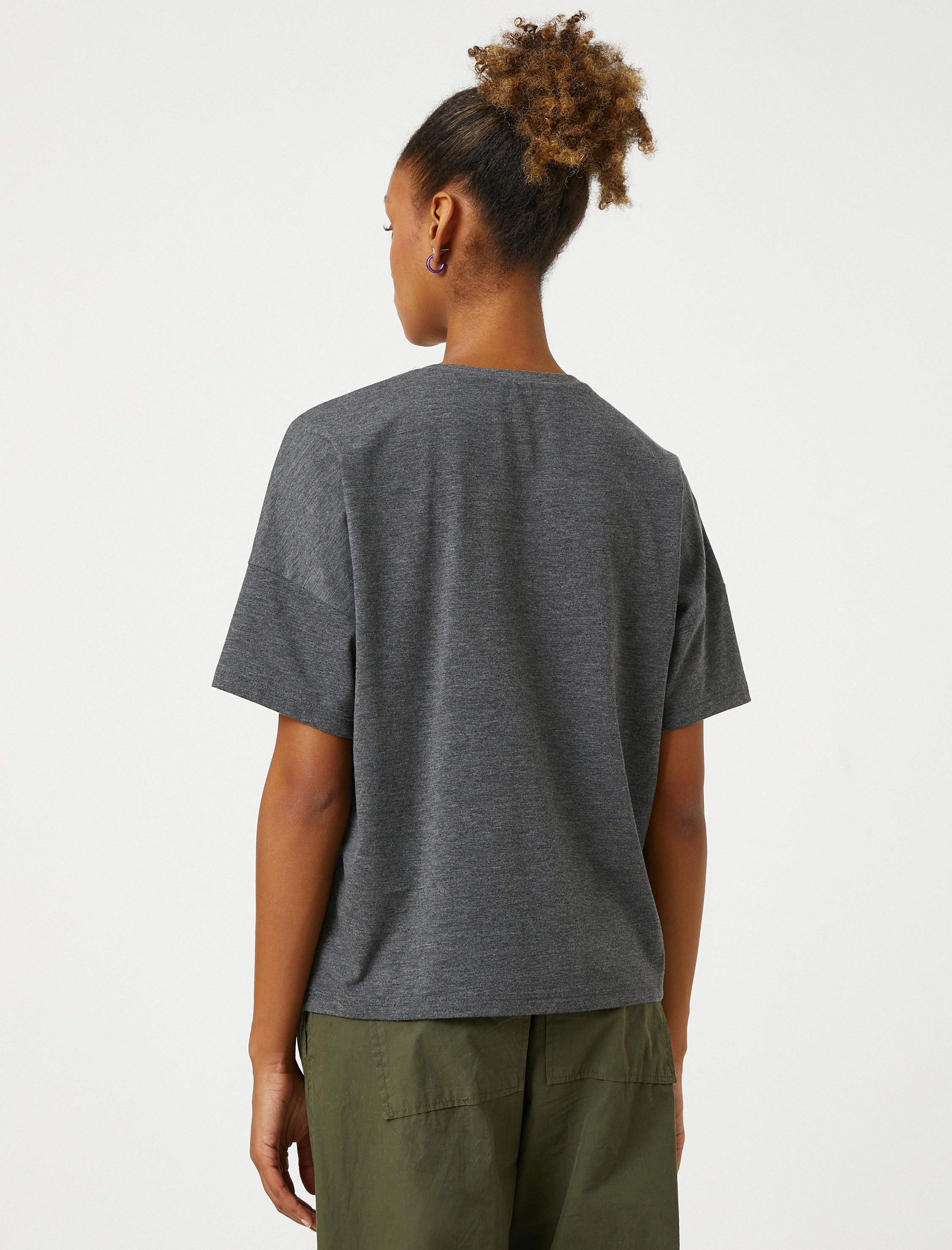   Slogan Baskılı Tişört Bisiklet Yaka Kısa Kollu