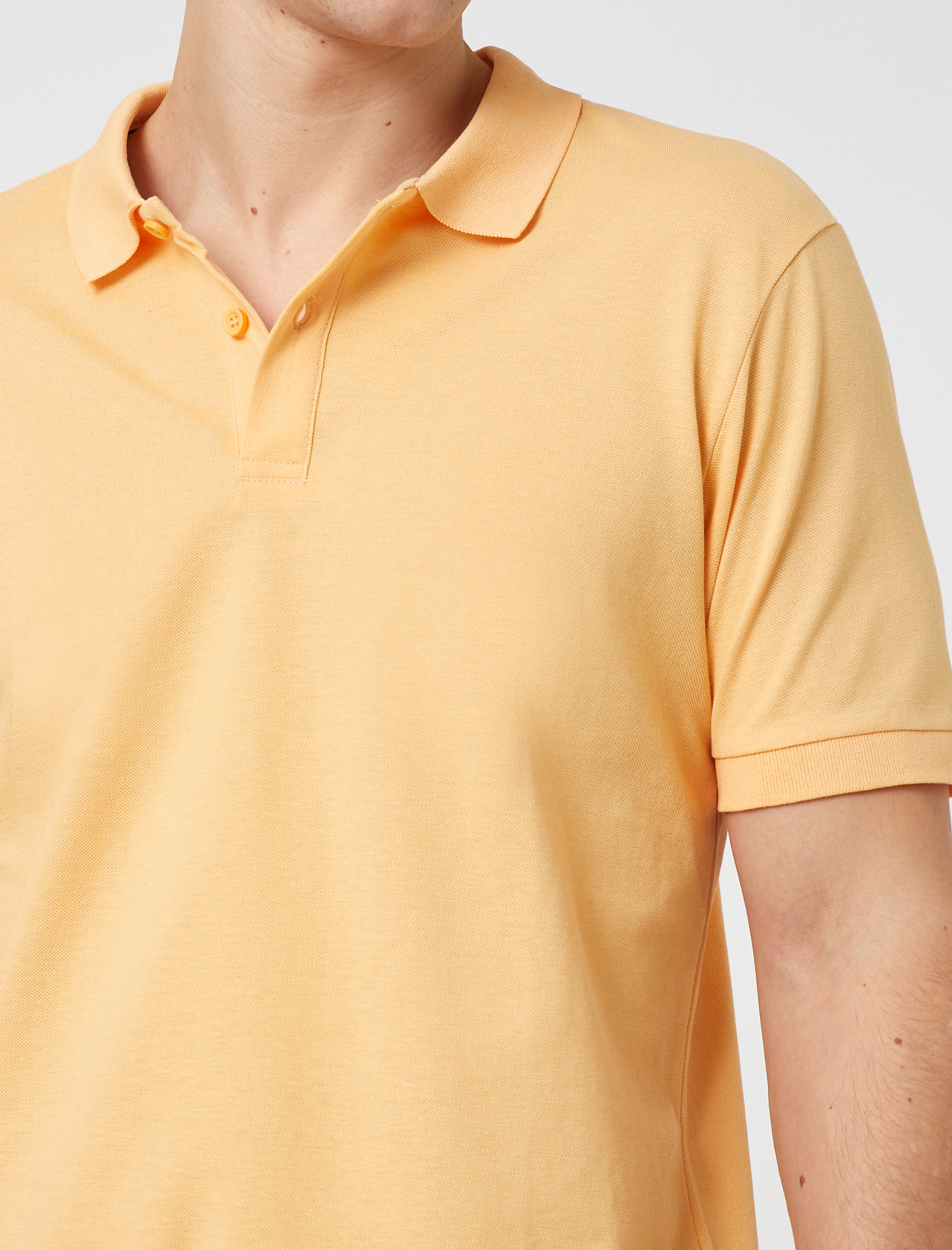   Basic Tişört Polo Yaka Düğmeli Dar Kesim