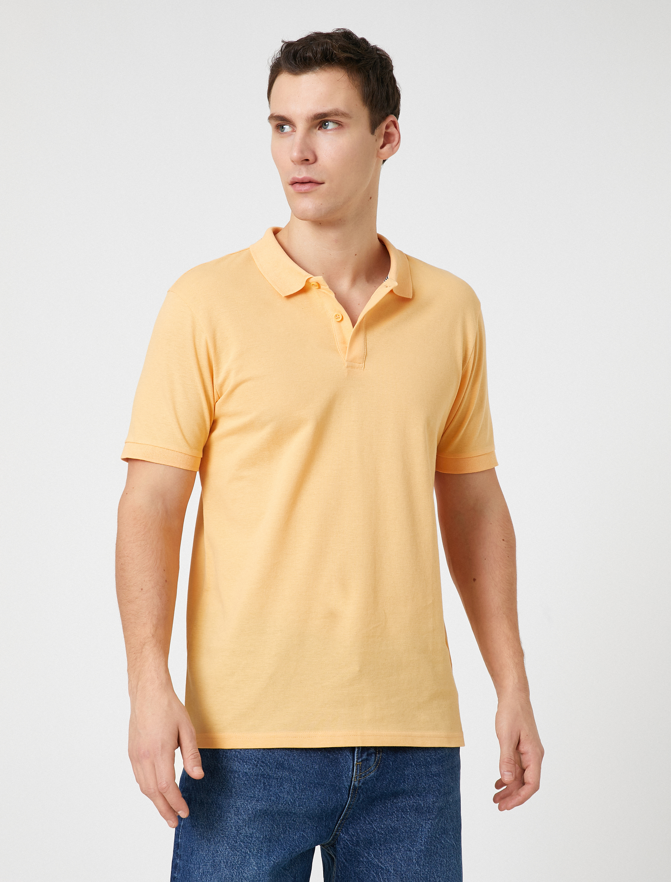   Basic Tişört Polo Yaka Düğmeli Dar Kesim