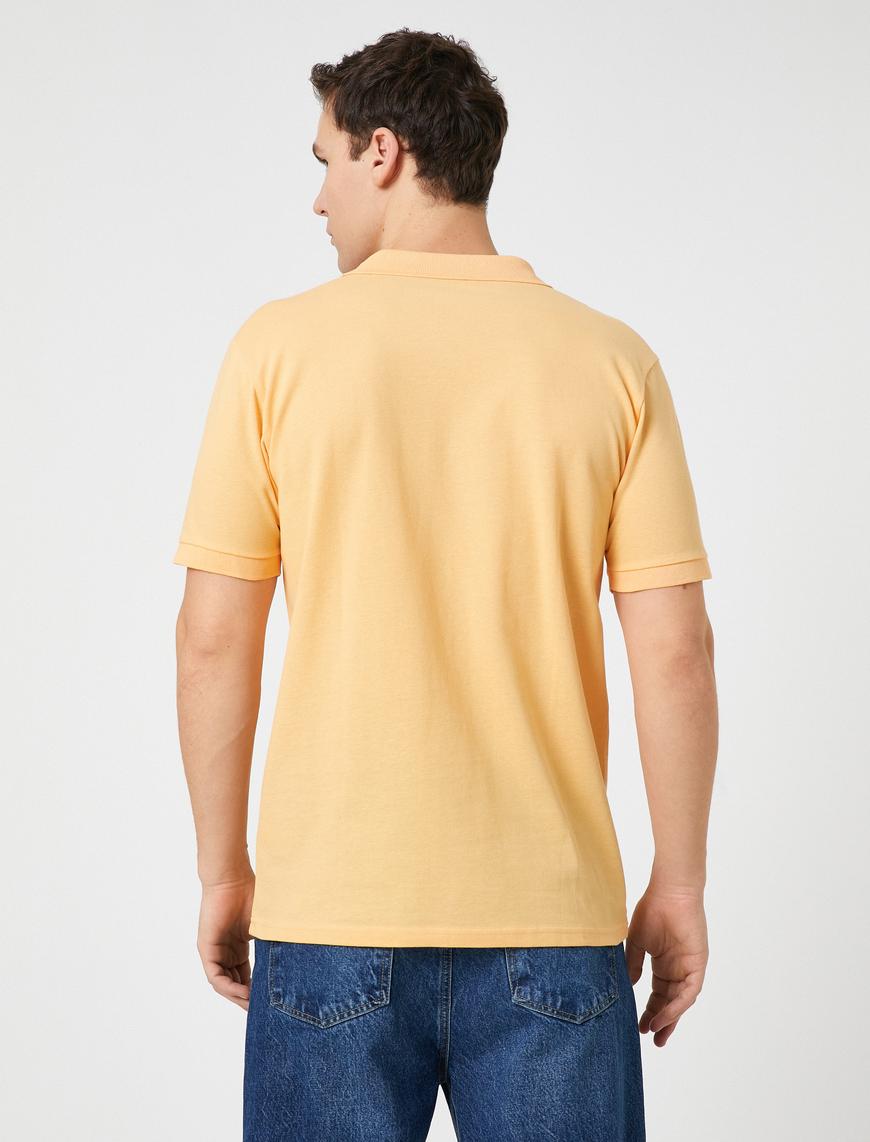   Basic Tişört Polo Yaka Düğmeli Dar Kesim