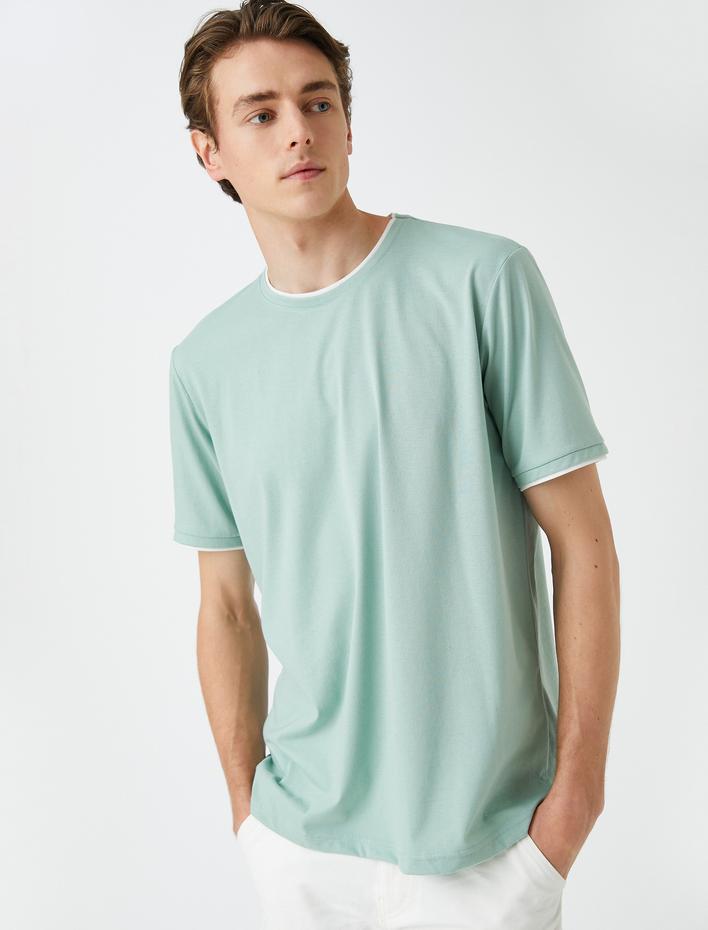  Basic Pamuklu Tişört Bisiklet Yaka Kısa Kollu