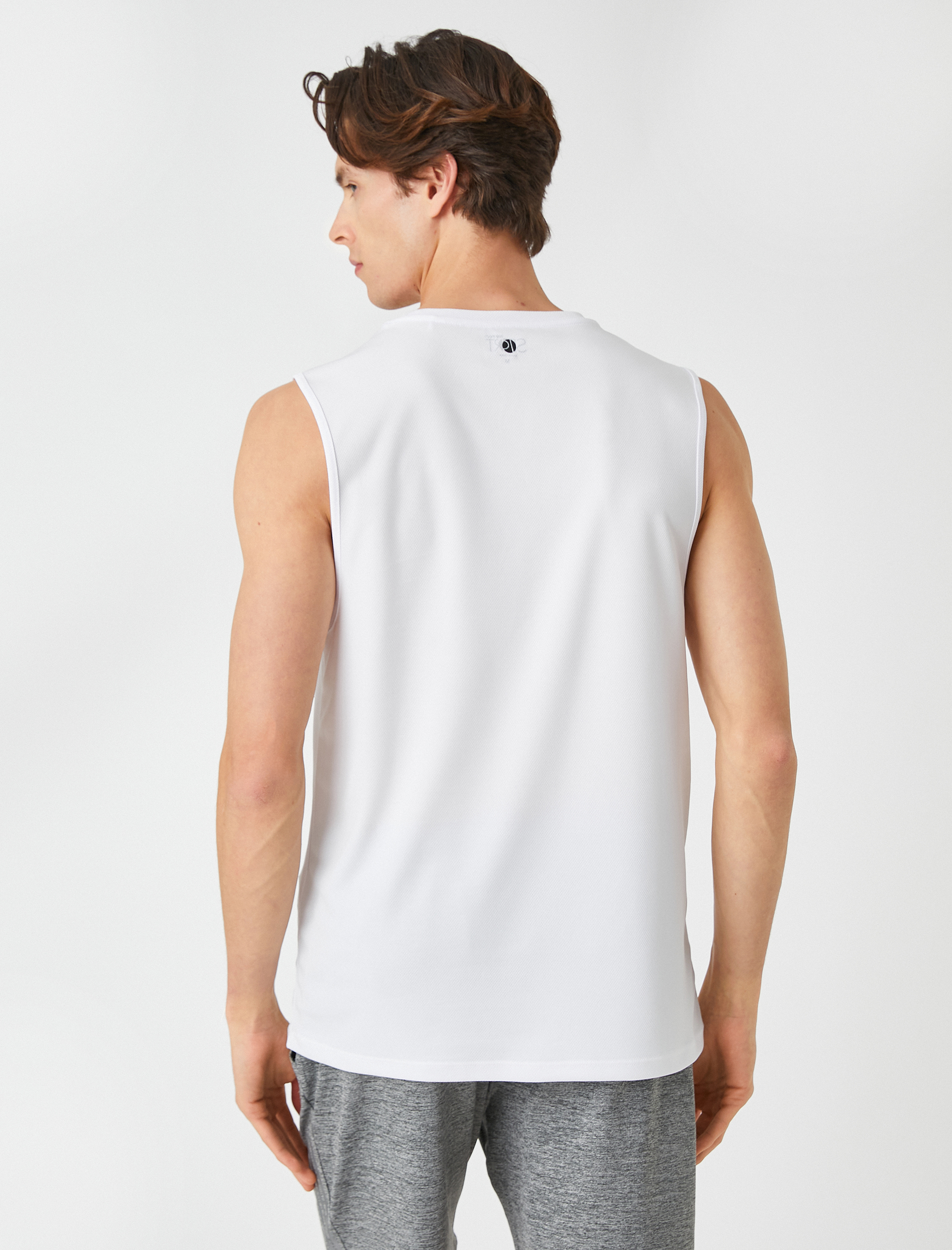   Sporcu Atleti Omuz Baskı Detaylı Kolsuz Bisiklet Yaka Nefes Alan Kumaş