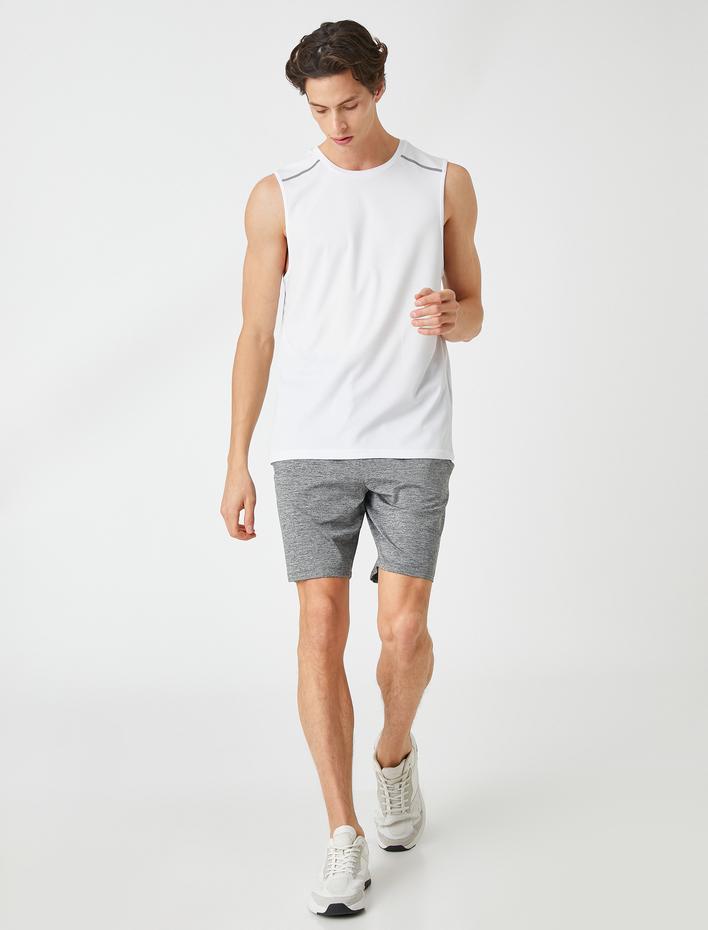  Sporcu Atleti Omuz Baskı Detaylı Kolsuz Bisiklet Yaka Nefes Alan Kumaş