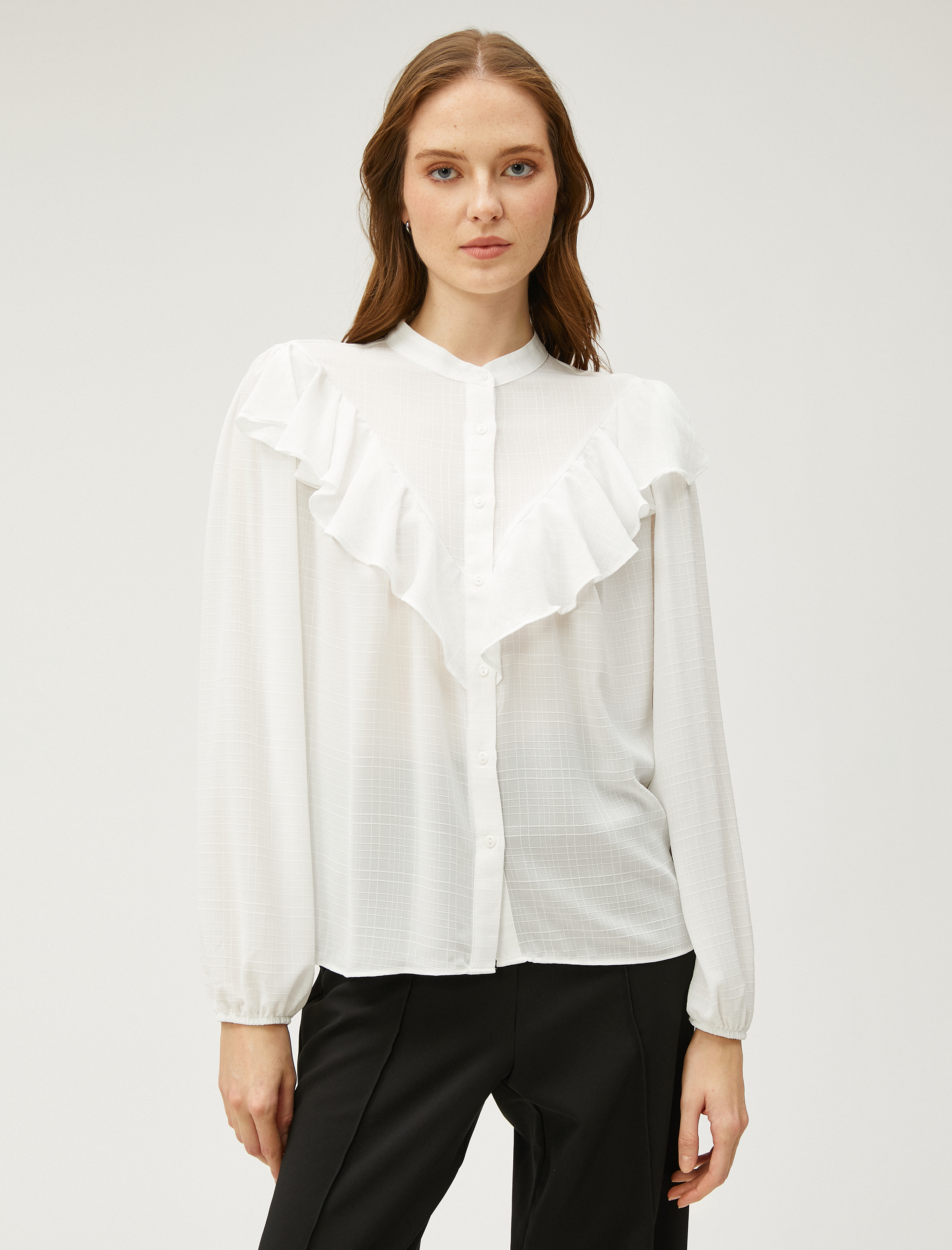   Volanlı Gömlek Uzun Kollu