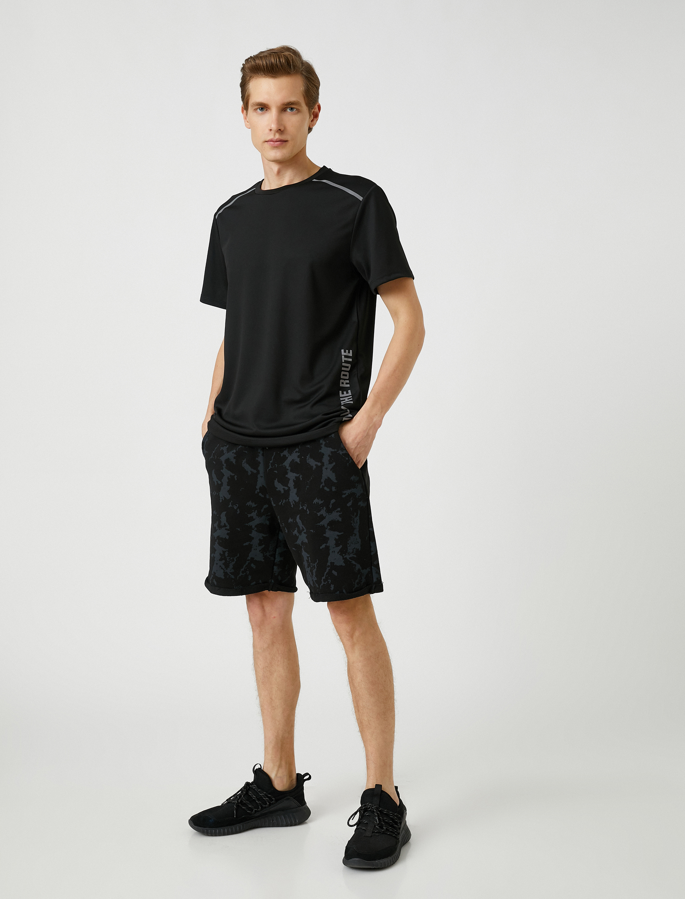   Kamuflaj Baskılı Şort Beli Bağcıklı Cepli Pamuklu