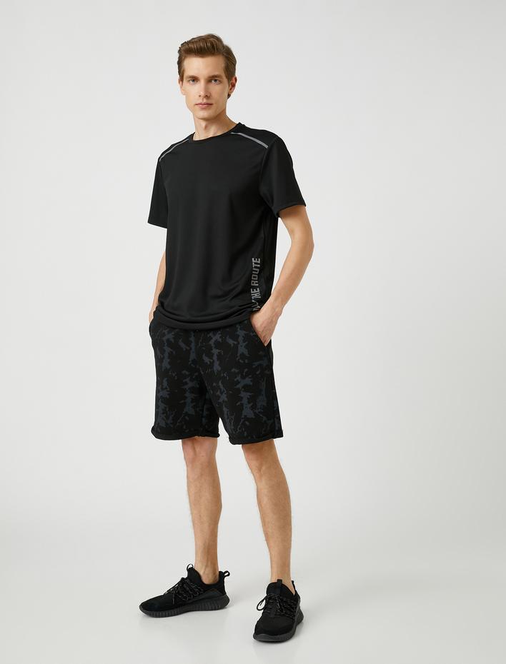  Kamuflaj Baskılı Şort Beli Bağcıklı Cepli Pamuklu