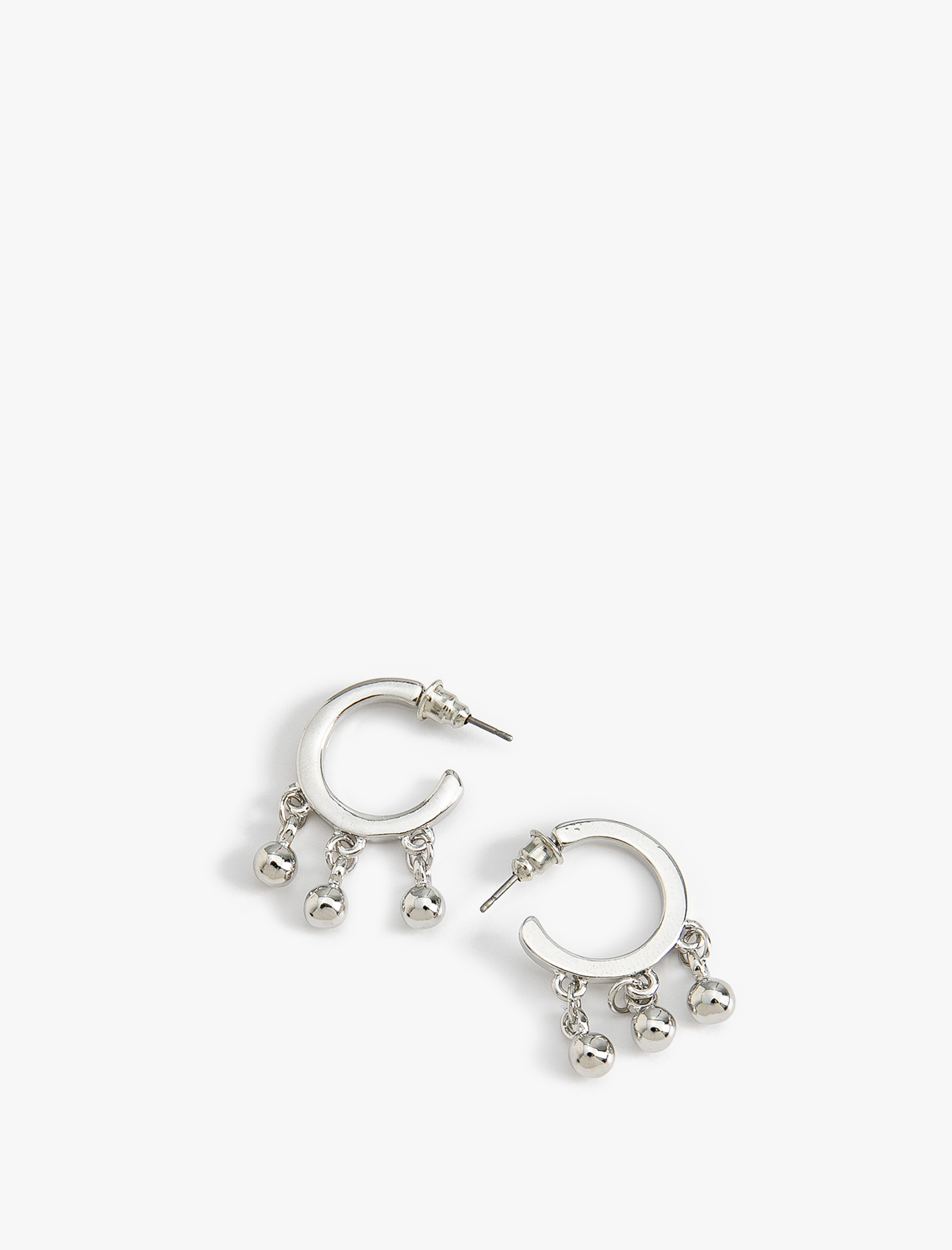  Kadın Küpe Top Detaylı Yarım Halka