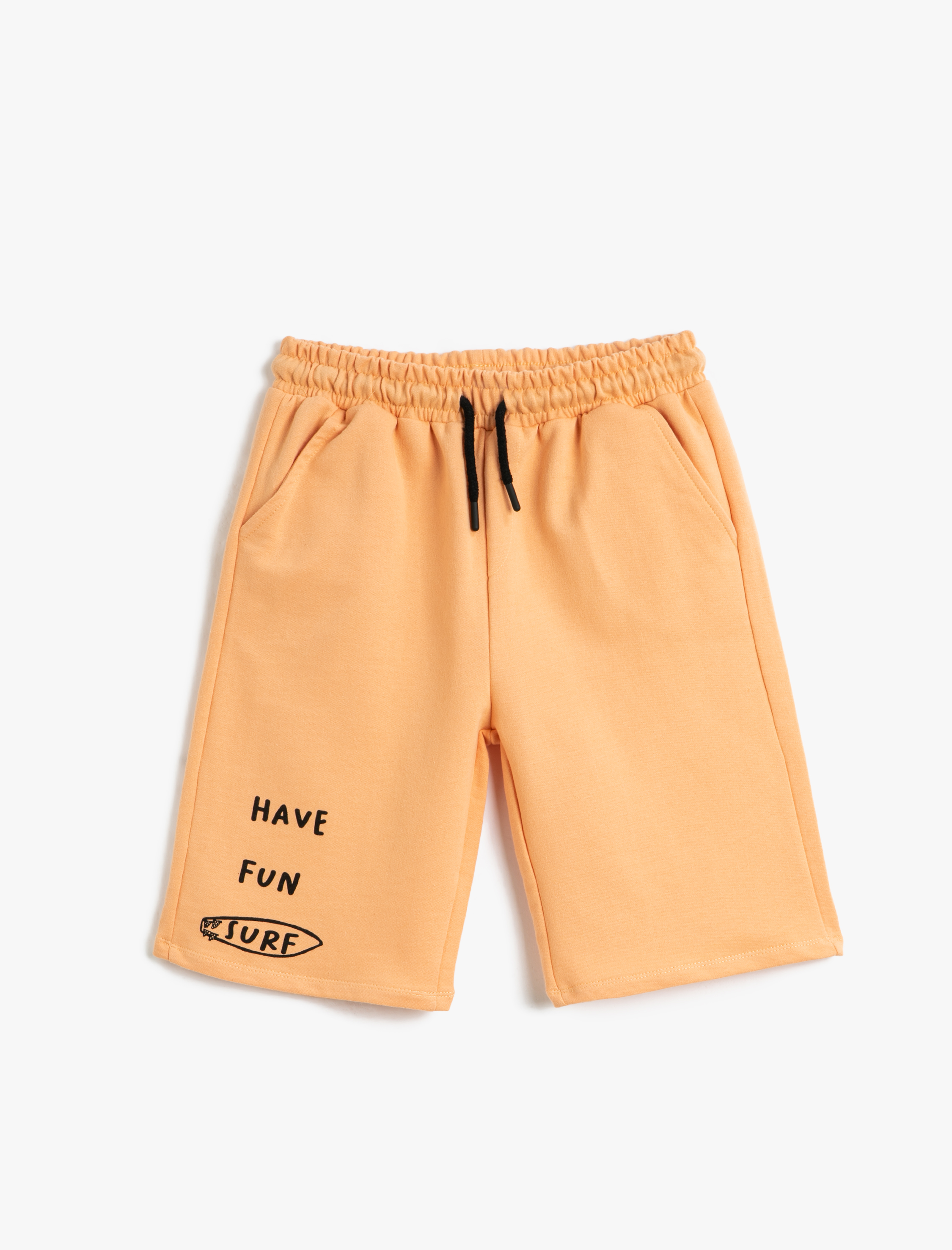  Erkek Çocuk Bermuda Şort Cepli Beli Bağlamalı Baskı Detaylı