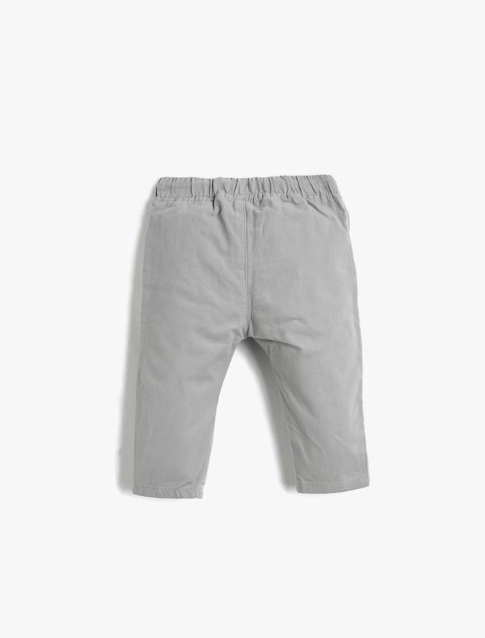 Erkek Bebek Pantolon Beli Bağlamalı Lastikli Cepli Pamuklu