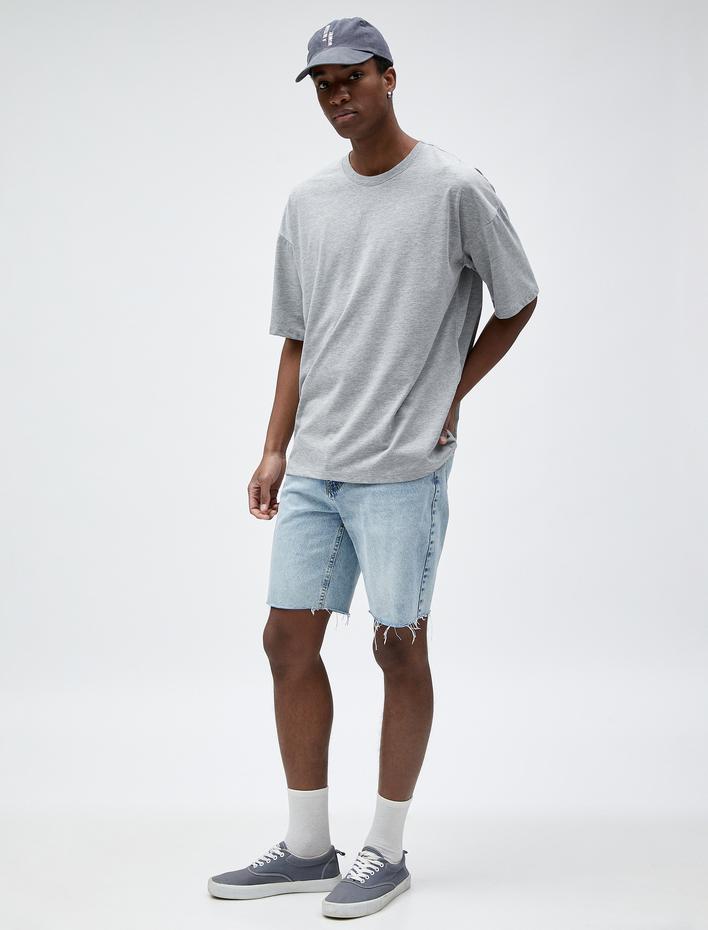  Basic Oversize Tişört Bisiklet Yaka Kısa Kollu