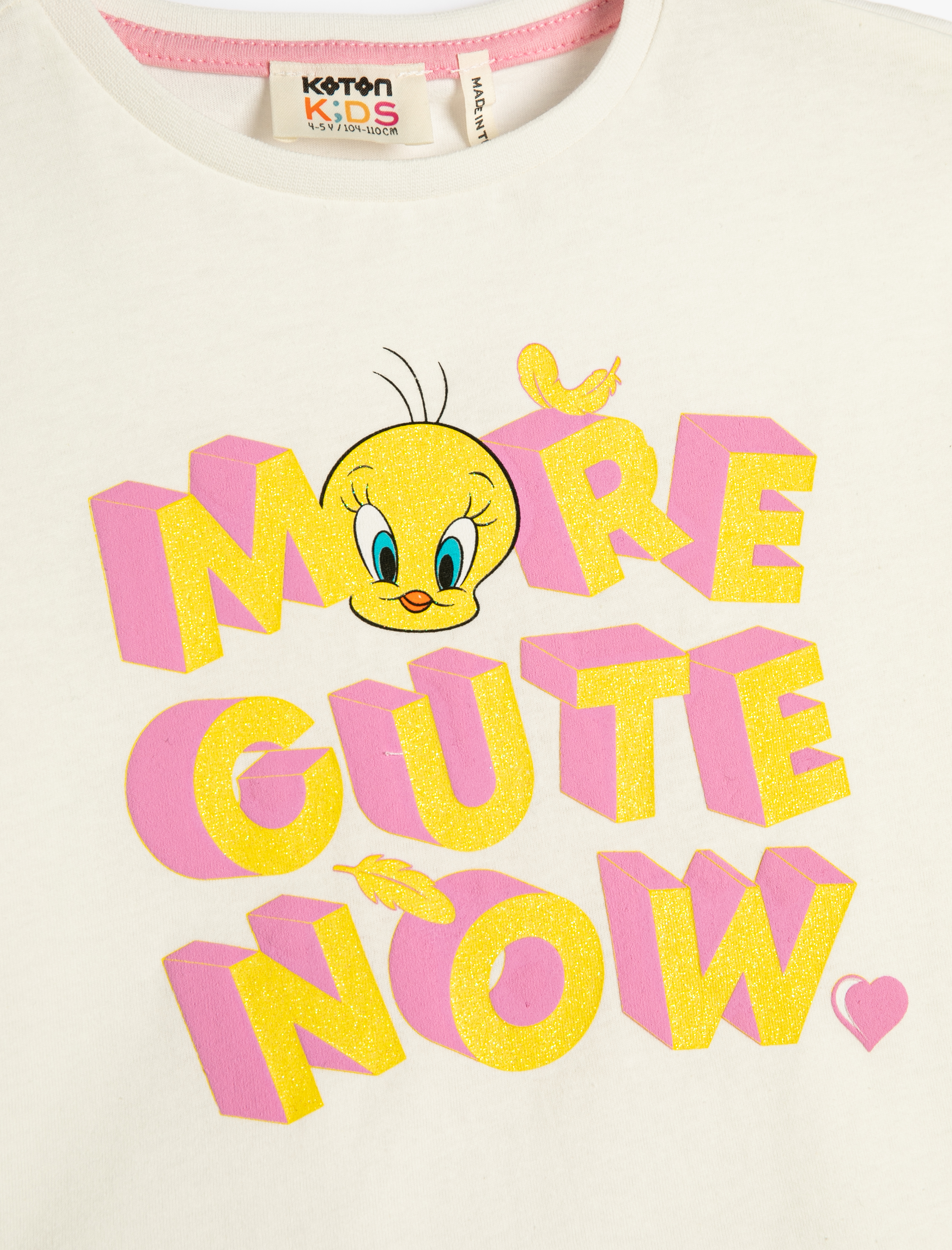  Kız Çocuk Tweety Tişört Crop Lisanslı Pamuklu Kısa Kollu