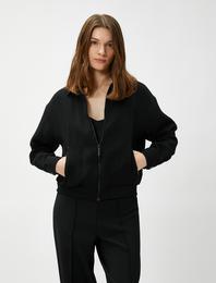 Bomber Ceket Fermuarlı Cepli Gömlek Yaka